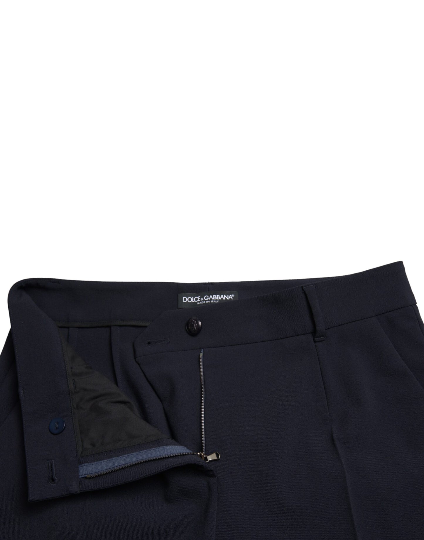 Dolce & Gabbana Blue Mid Waist Tapered Cropped Pants Dolce & Gabbana