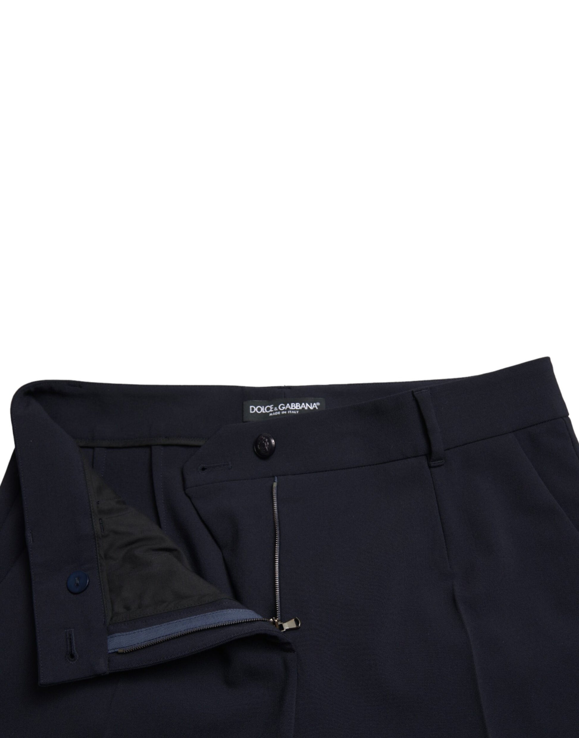 Dolce & Gabbana Blue Mid Waist Tapered Cropped Pants Dolce & Gabbana