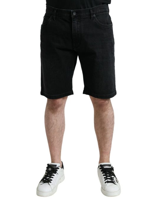 Dolce & Gabbana Black Cotton Stretch Bermuda Denim Shorts Dolce & Gabbana