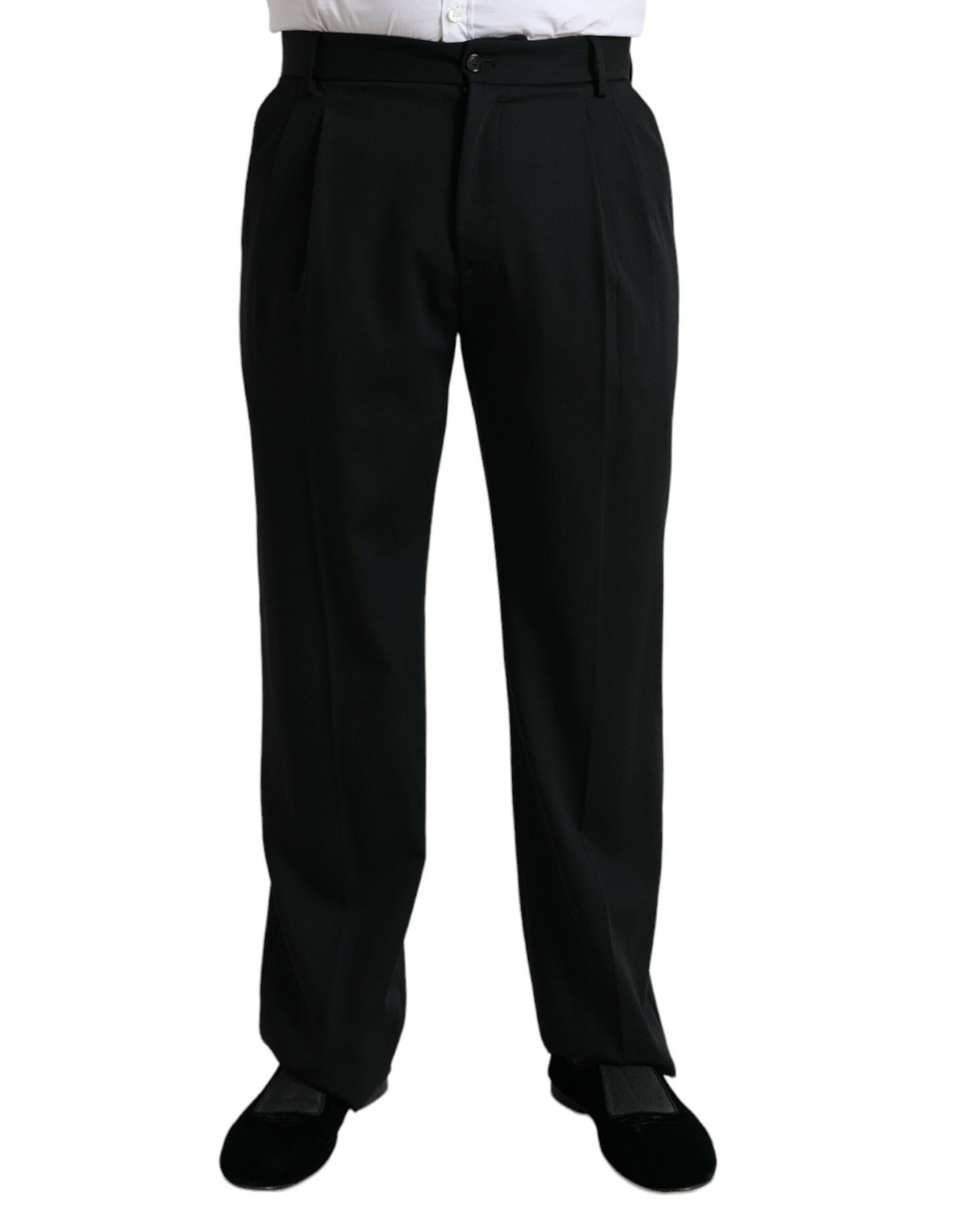 Dolce & Gabbana Black Wool Formal Straight Fit Dress Pants Dolce & Gabbana