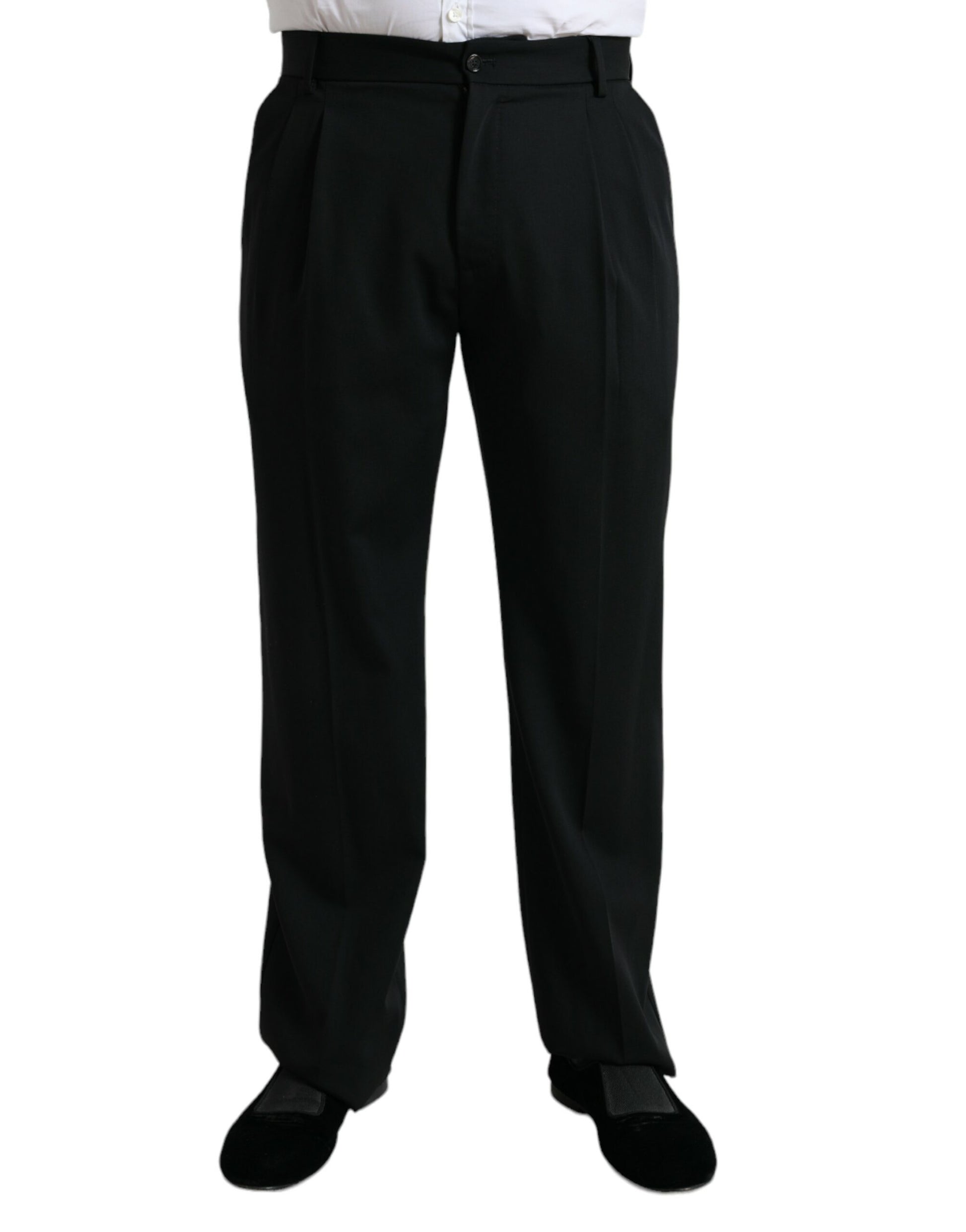 Dolce & Gabbana Black Wool Formal Straight Fit Dress Pants Dolce & Gabbana