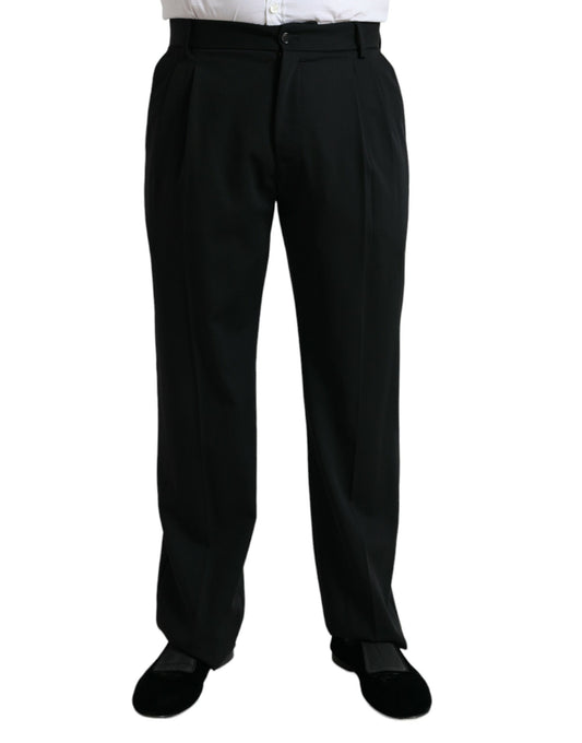 Dolce & Gabbana Black Wool Formal Straight Fit Dress Pants Dolce & Gabbana
