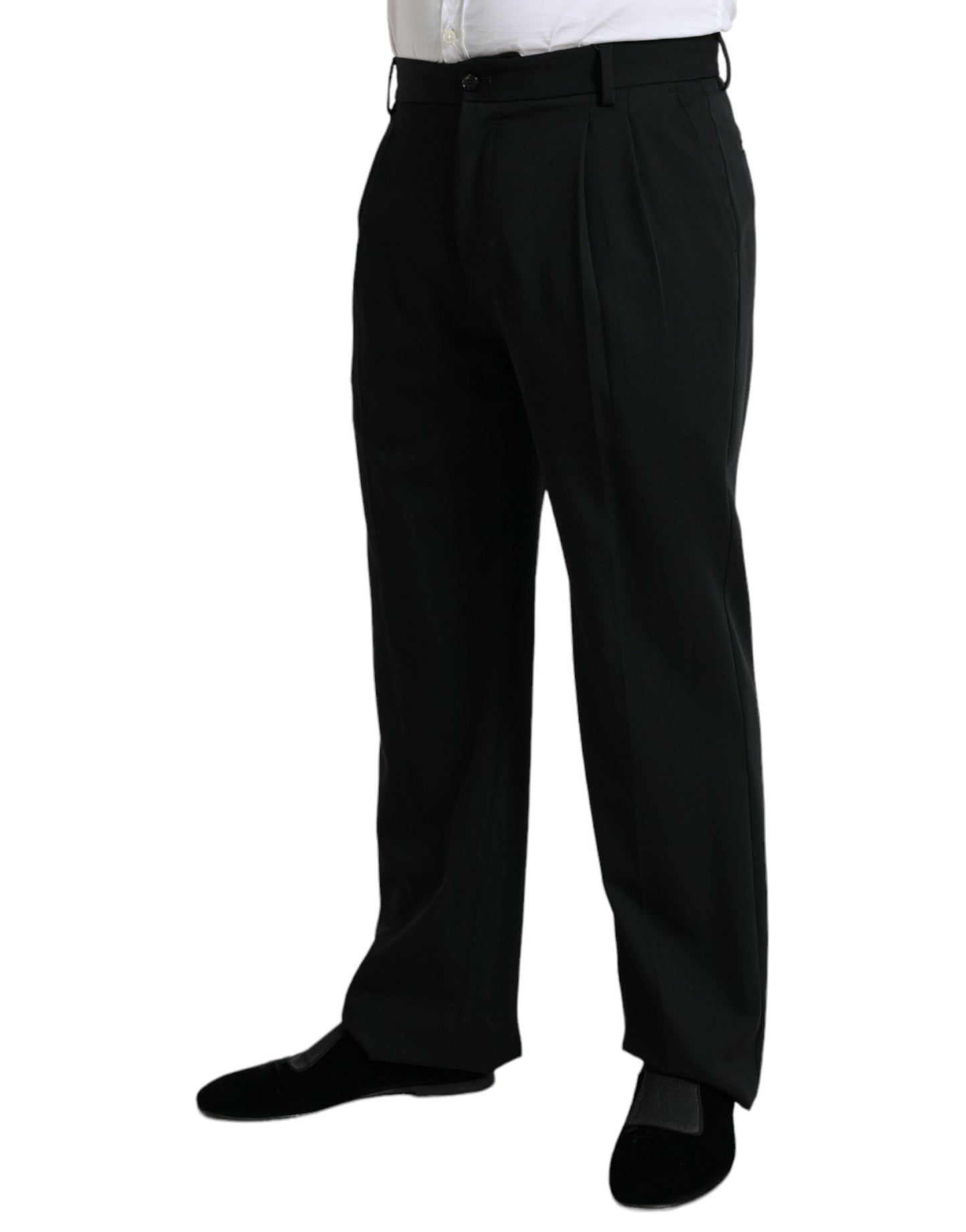 Dolce & Gabbana Black Wool Formal Straight Fit Dress Pants Dolce & Gabbana