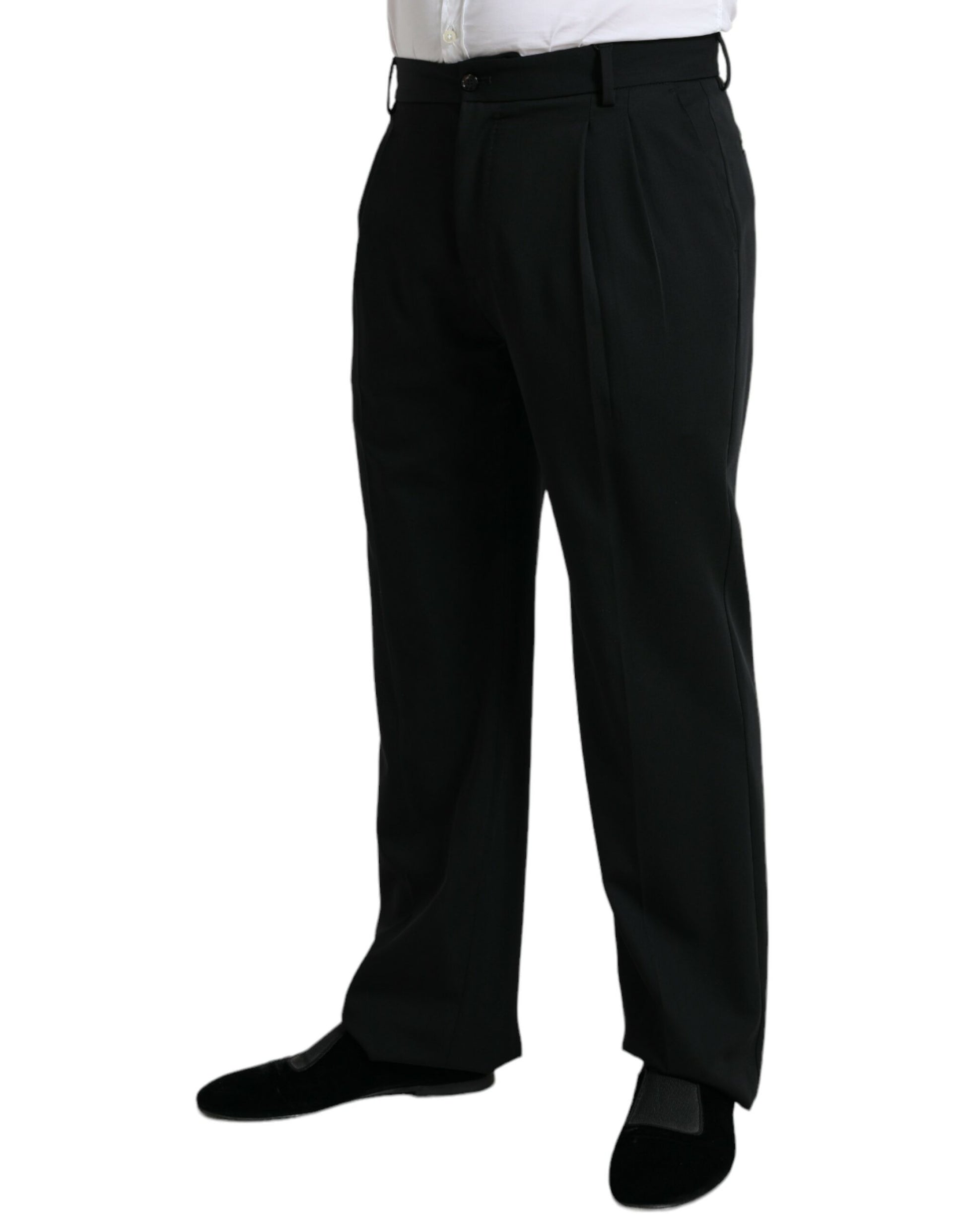Dolce & Gabbana Black Wool Formal Straight Fit Dress Pants Dolce & Gabbana