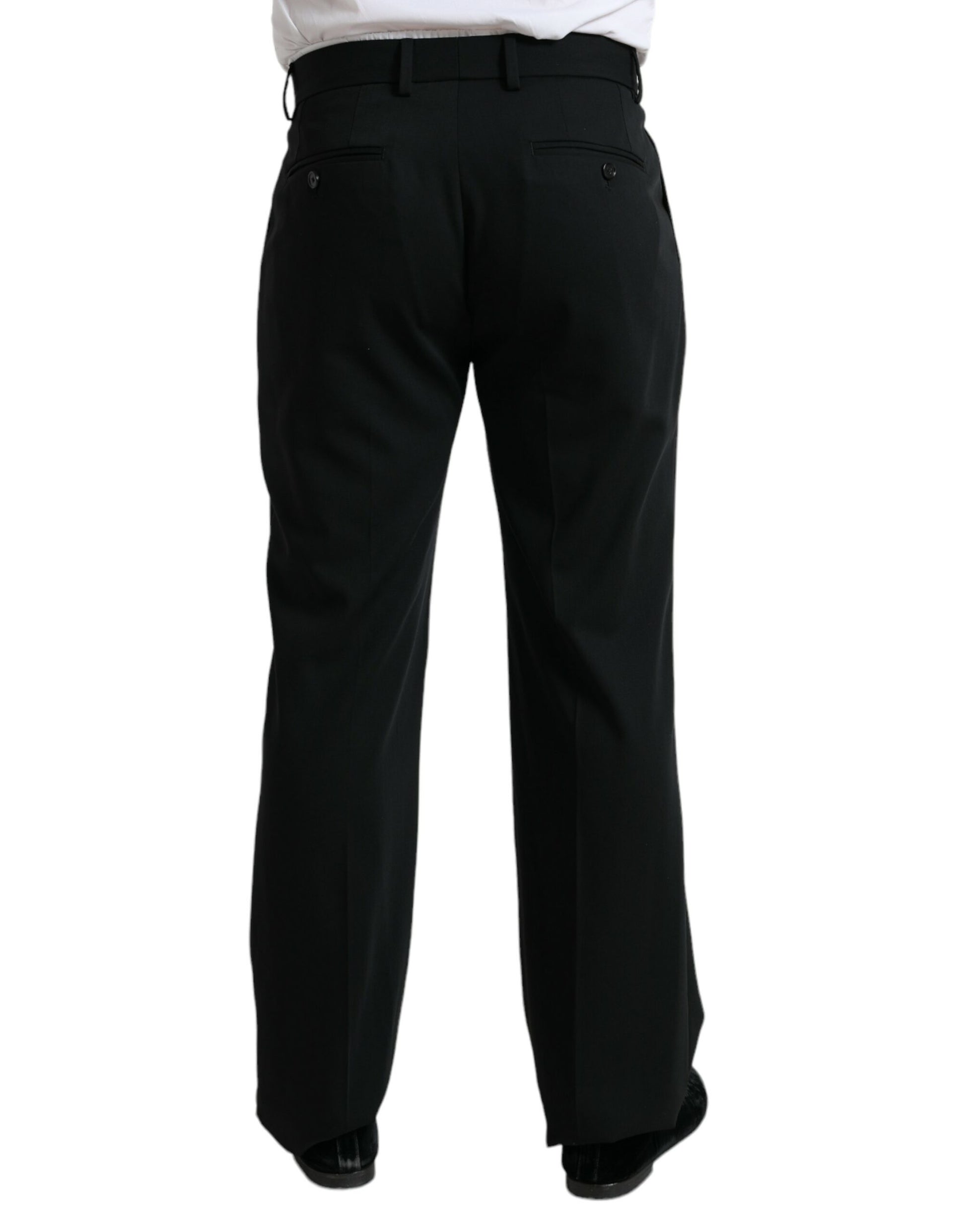 Dolce & Gabbana Black Wool Formal Straight Fit Dress Pants Dolce & Gabbana