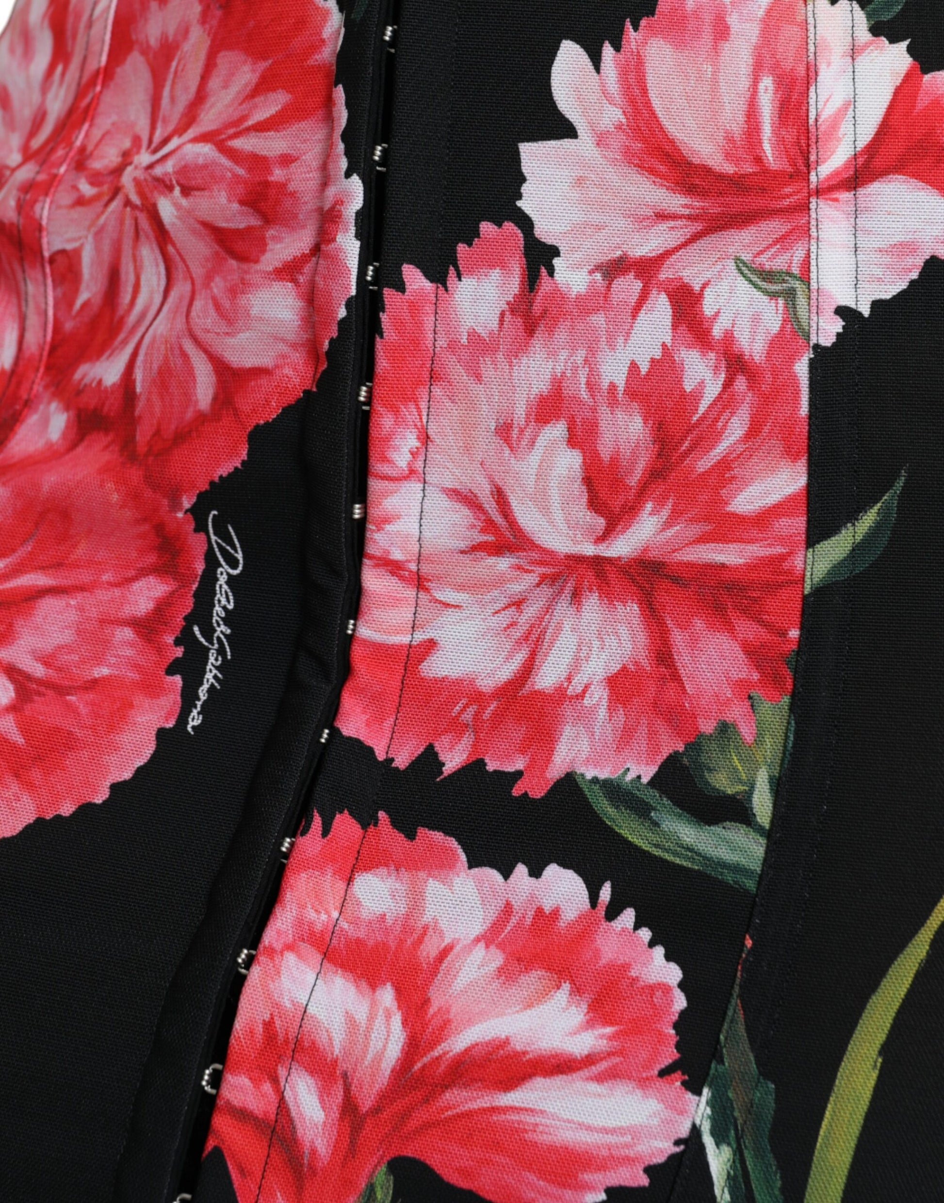 Dolce & Gabbana Black Carnation Pencil Cut Knee Length Skirt Dolce & Gabbana