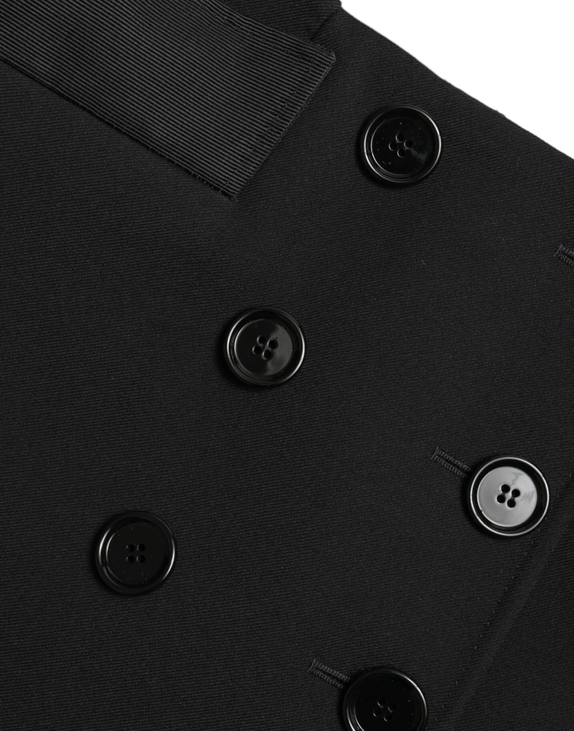 Dolce & Gabbana Black Wool Button High Waist Aline Mini Skirt Dolce & Gabbana