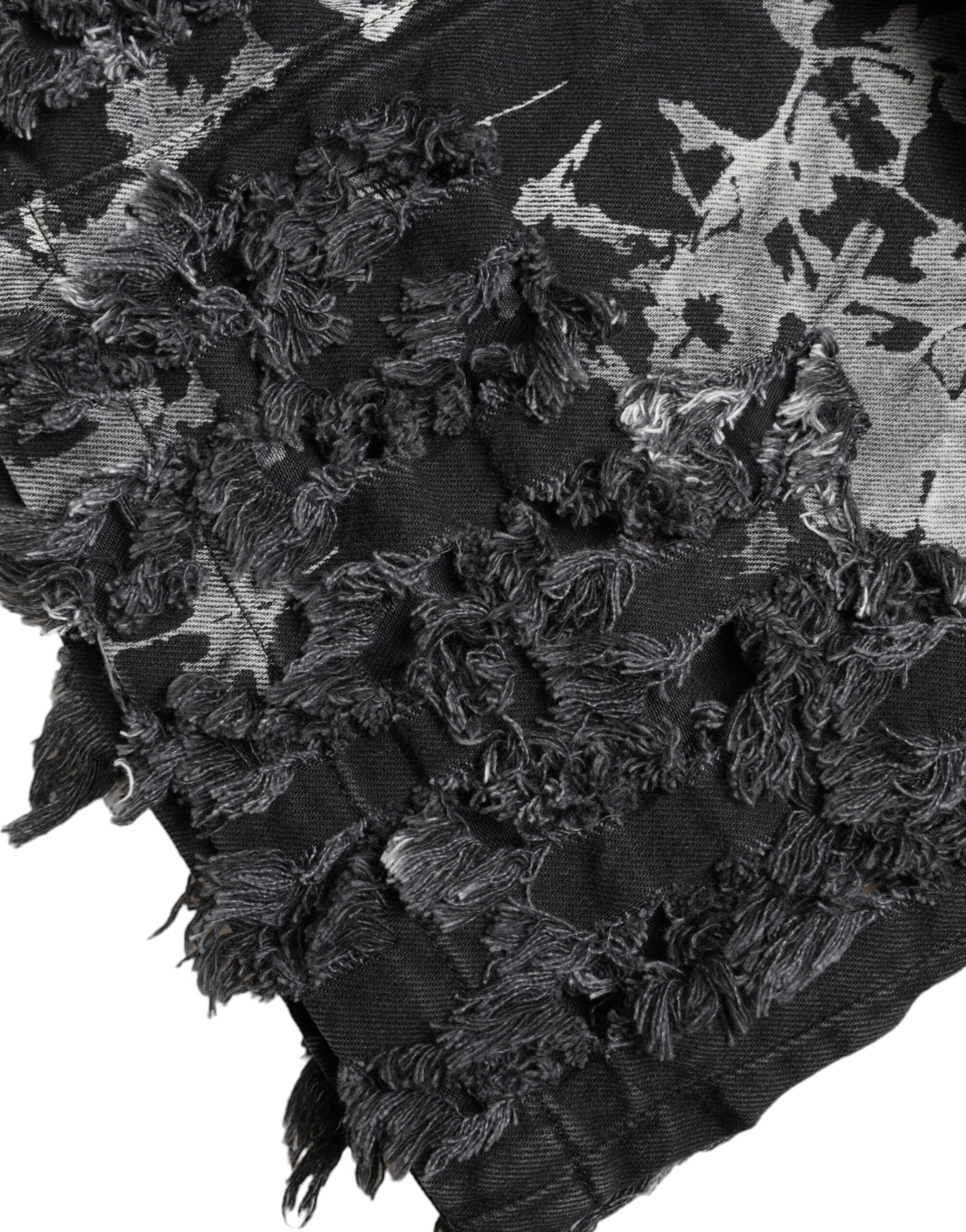 Dolce & Gabbana Black Gray Lace Cotton High Waist Denim Mini Skirt Dolce & Gabbana