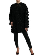 Dolce & Gabbana Black Sequined Embellished Pullover Sweater - Eljoys Fashion 