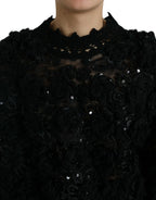 Dolce & Gabbana Black Sequined Embellished Pullover Sweater - Eljoys Fashion 