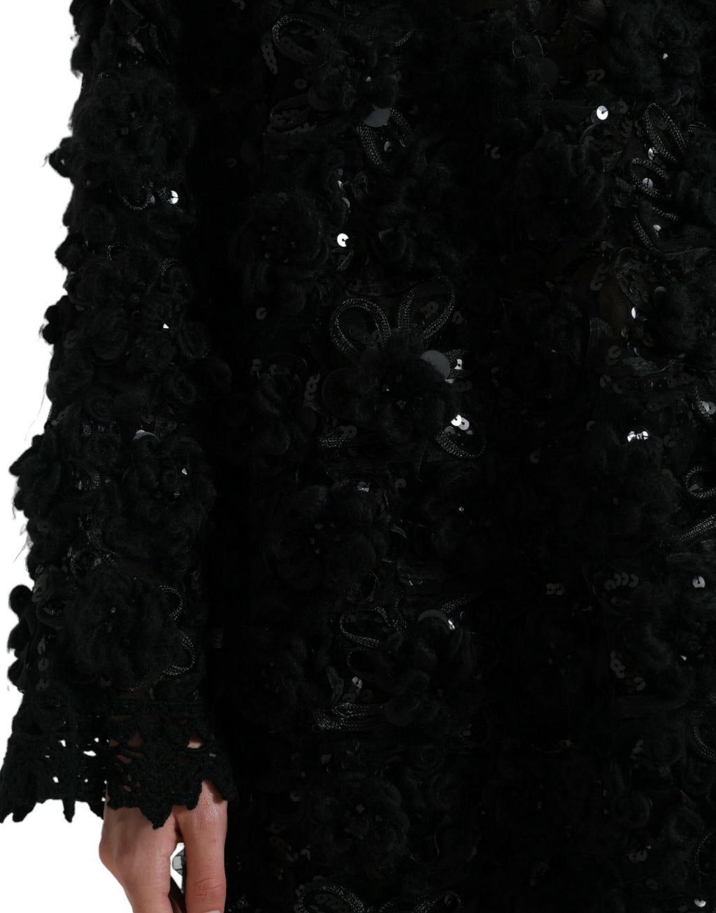 Dolce & Gabbana Black Sequined Embellished Pullover Sweater - Eljoys Fashion 