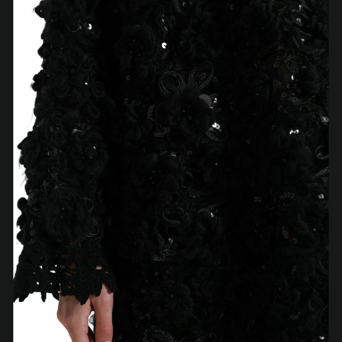 Dolce & Gabbana Black Sequined Embellished Pullover Sweater Dolce & Gabbana