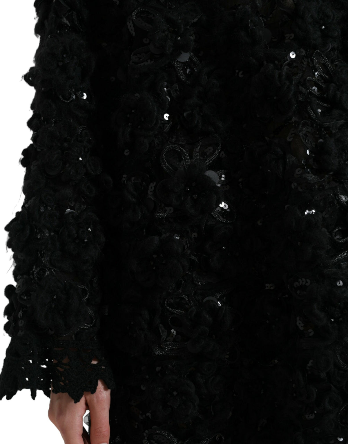 Dolce & Gabbana Black Sequined Embellished Pullover Sweater - Eljoys Fashion 