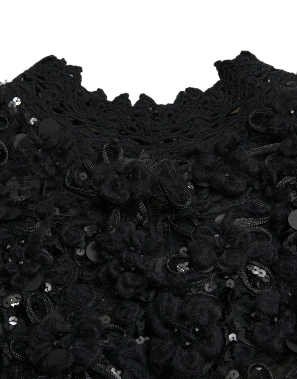 Dolce & Gabbana Black Sequined Embellished Pullover Sweater - Eljoys Fashion 