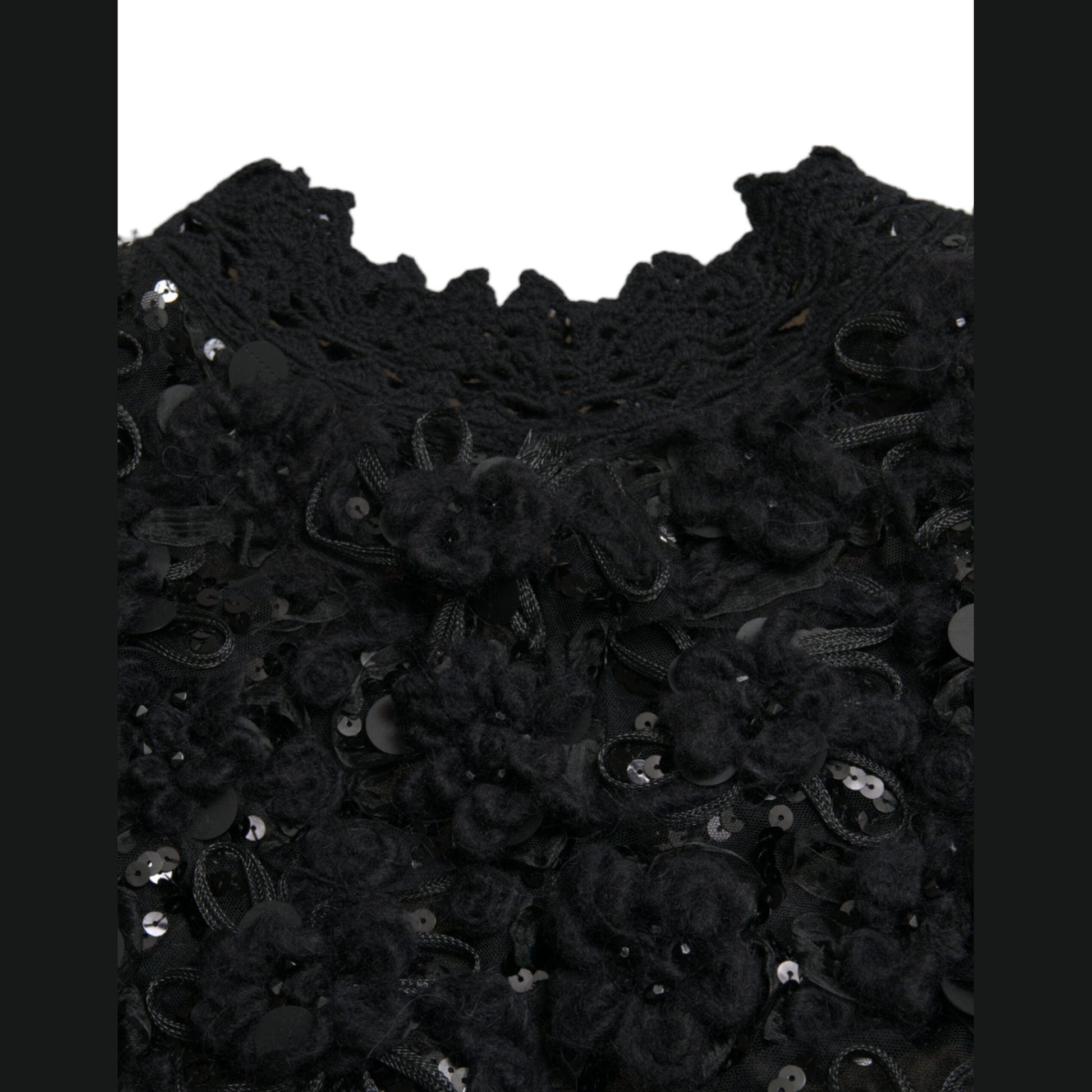 Dolce & Gabbana Black Sequined Embellished Pullover Sweater Dolce & Gabbana