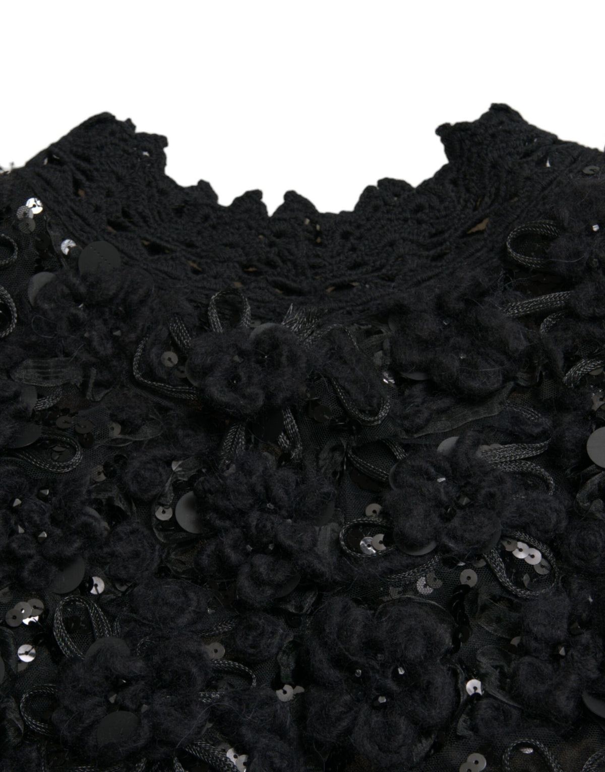 Dolce & Gabbana Black Sequined Embellished Pullover Sweater - Eljoys Fashion 