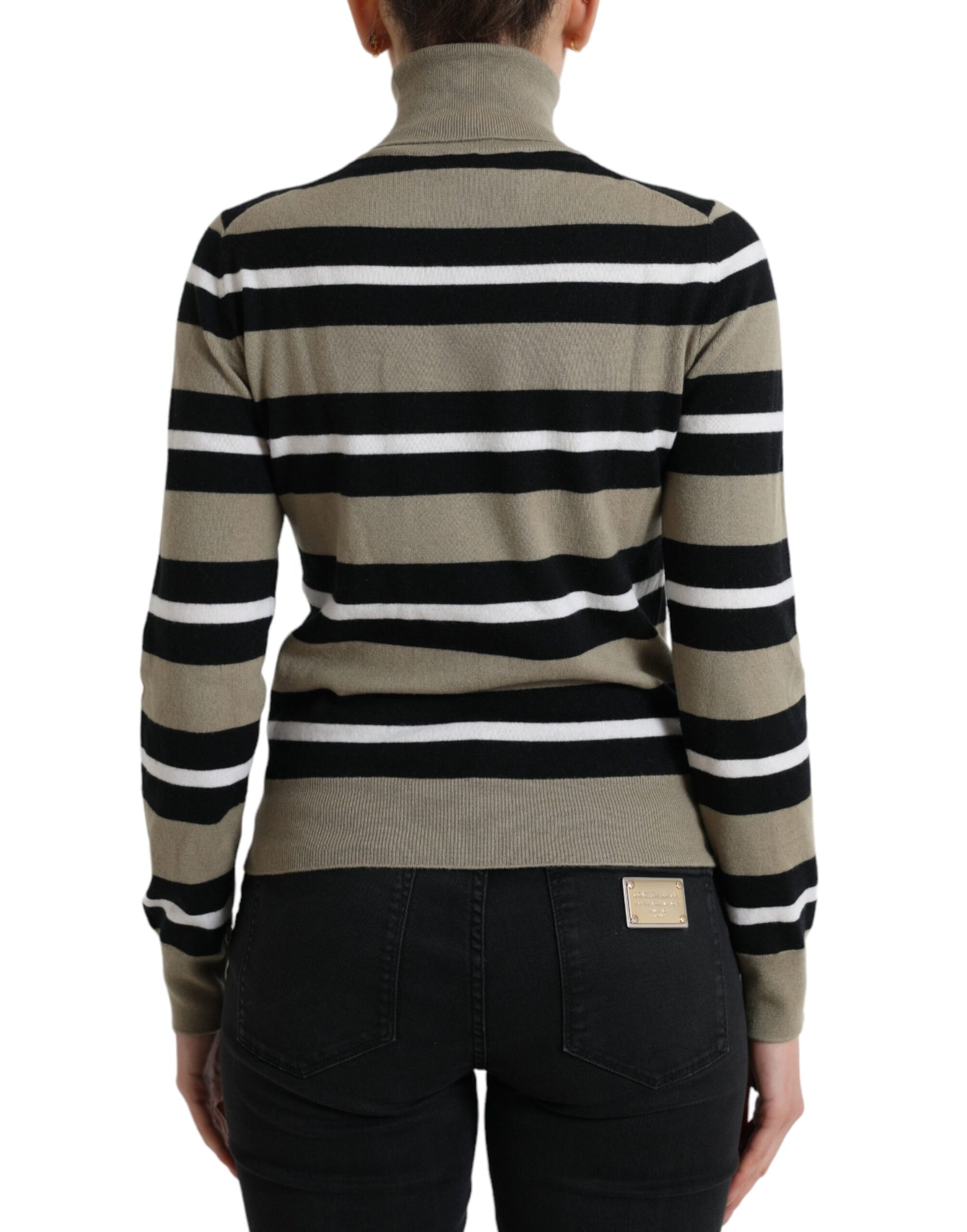Dolce & Gabbana Multicolor Stripes Logo Turtle Neck Pullover Sweater Dolce & Gabbana