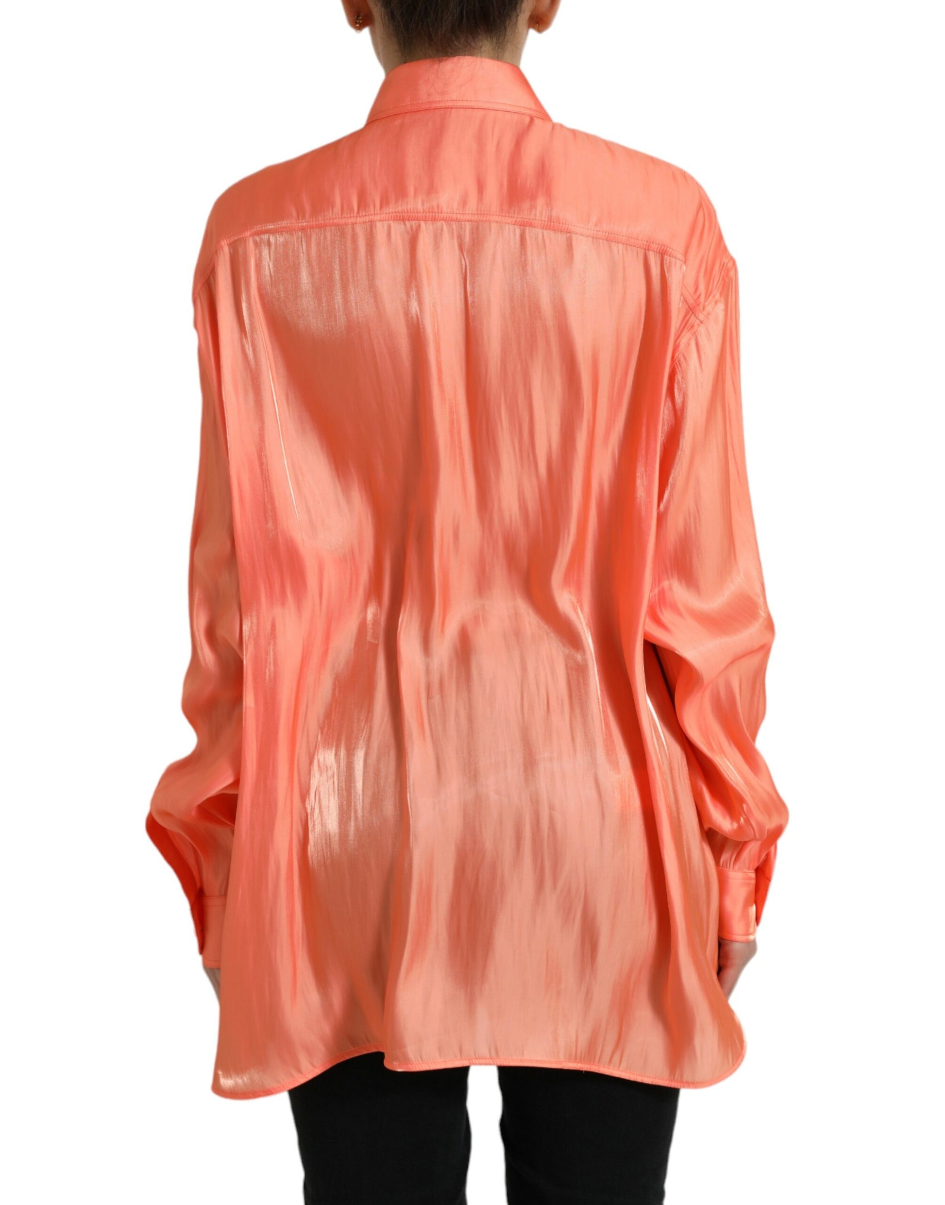 Dolce & Gabbana Peach Long Sleeve Button Down Blouse Top Dolce & Gabbana