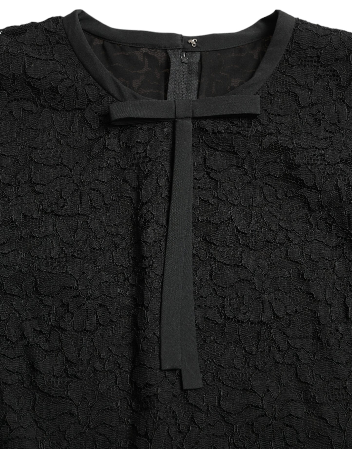 Dolce & Gabbana Black STAFF Blouse Floral Lace Nylon Top Dolce & Gabbana