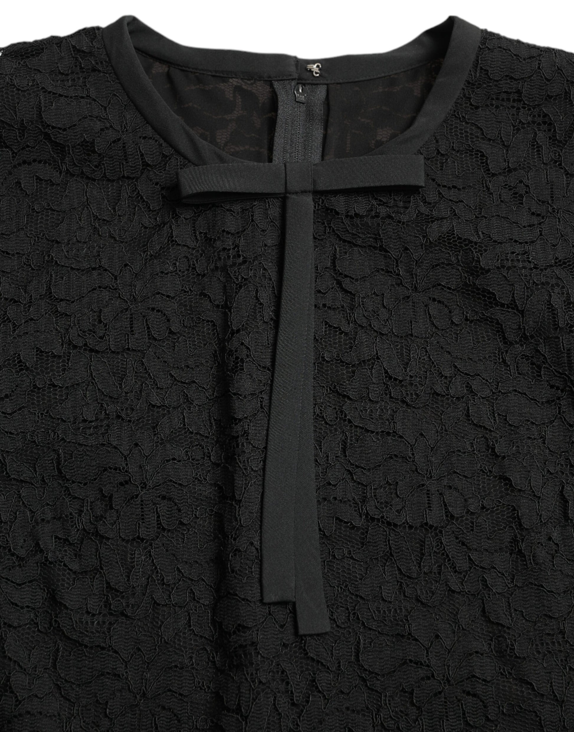 Dolce & Gabbana Black STAFF Blouse Floral Lace Nylon Top Dolce & Gabbana