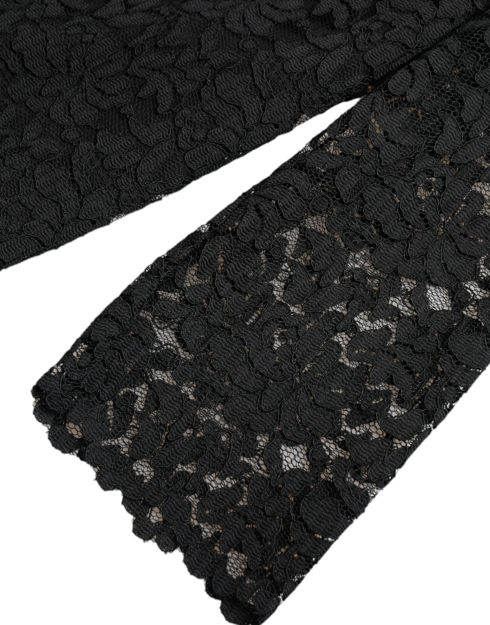 Dolce & Gabbana Black STAFF Blouse Floral Lace Nylon Top Dolce & Gabbana