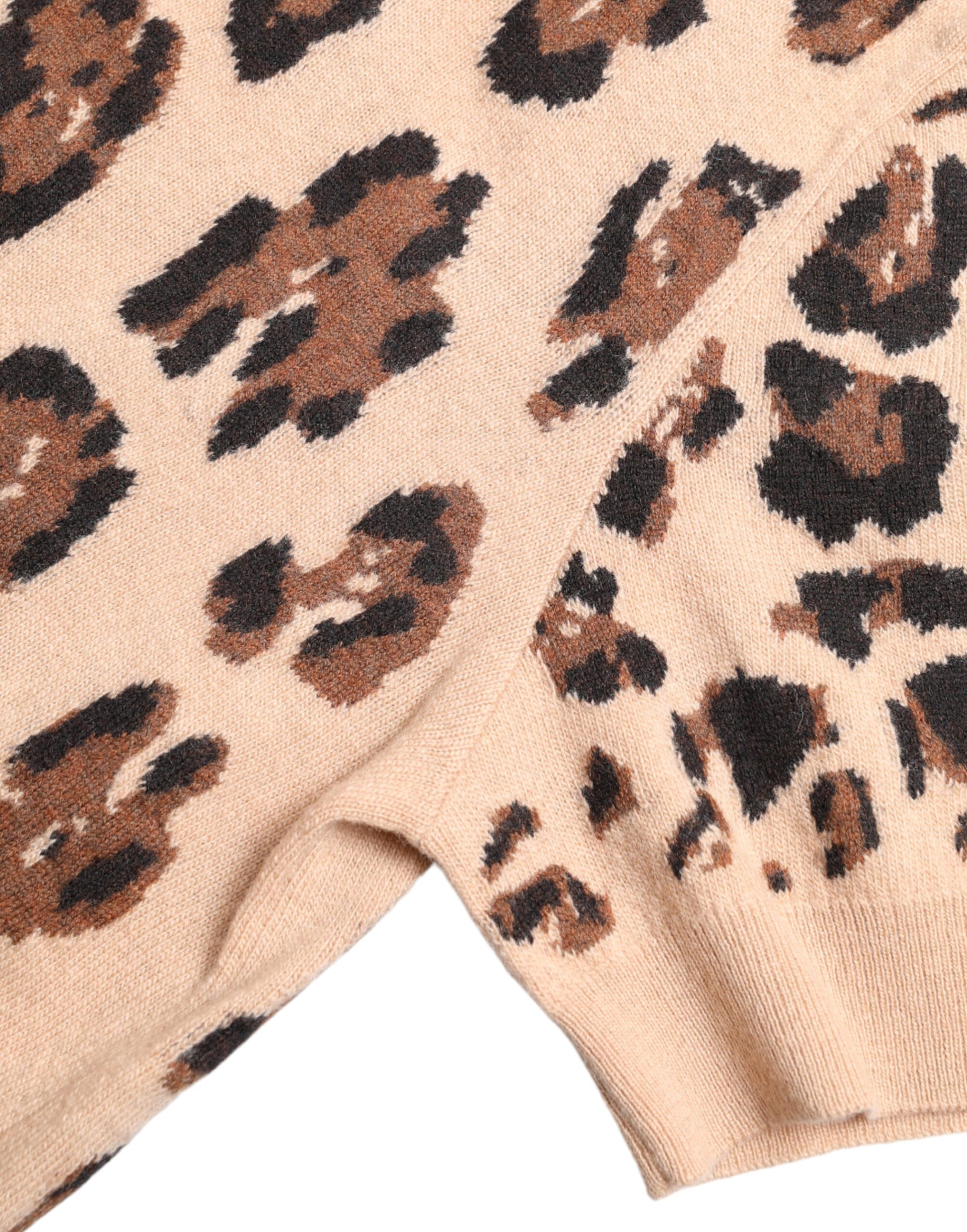 Dolce & Gabbana Beige Leopard Print Wool Turtleneck Top Dolce & Gabbana