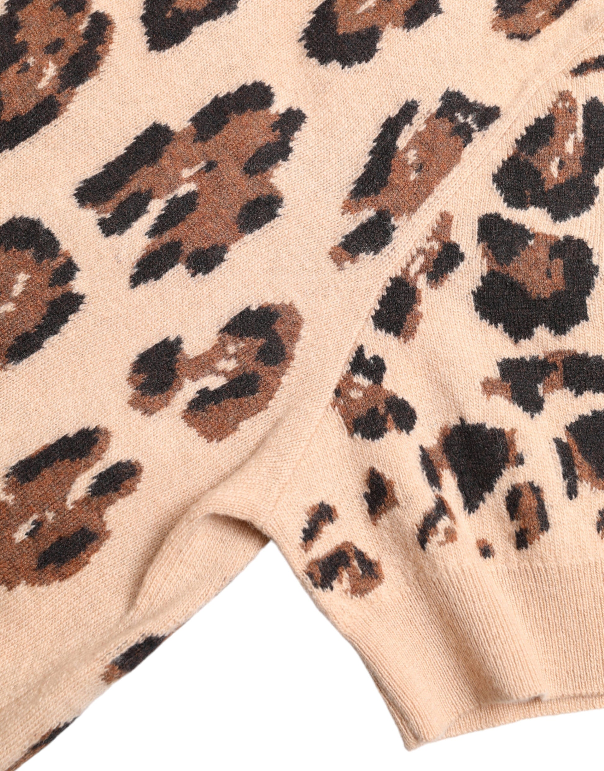 Dolce & Gabbana Beige Leopard Print Wool Turtleneck Top Dolce & Gabbana