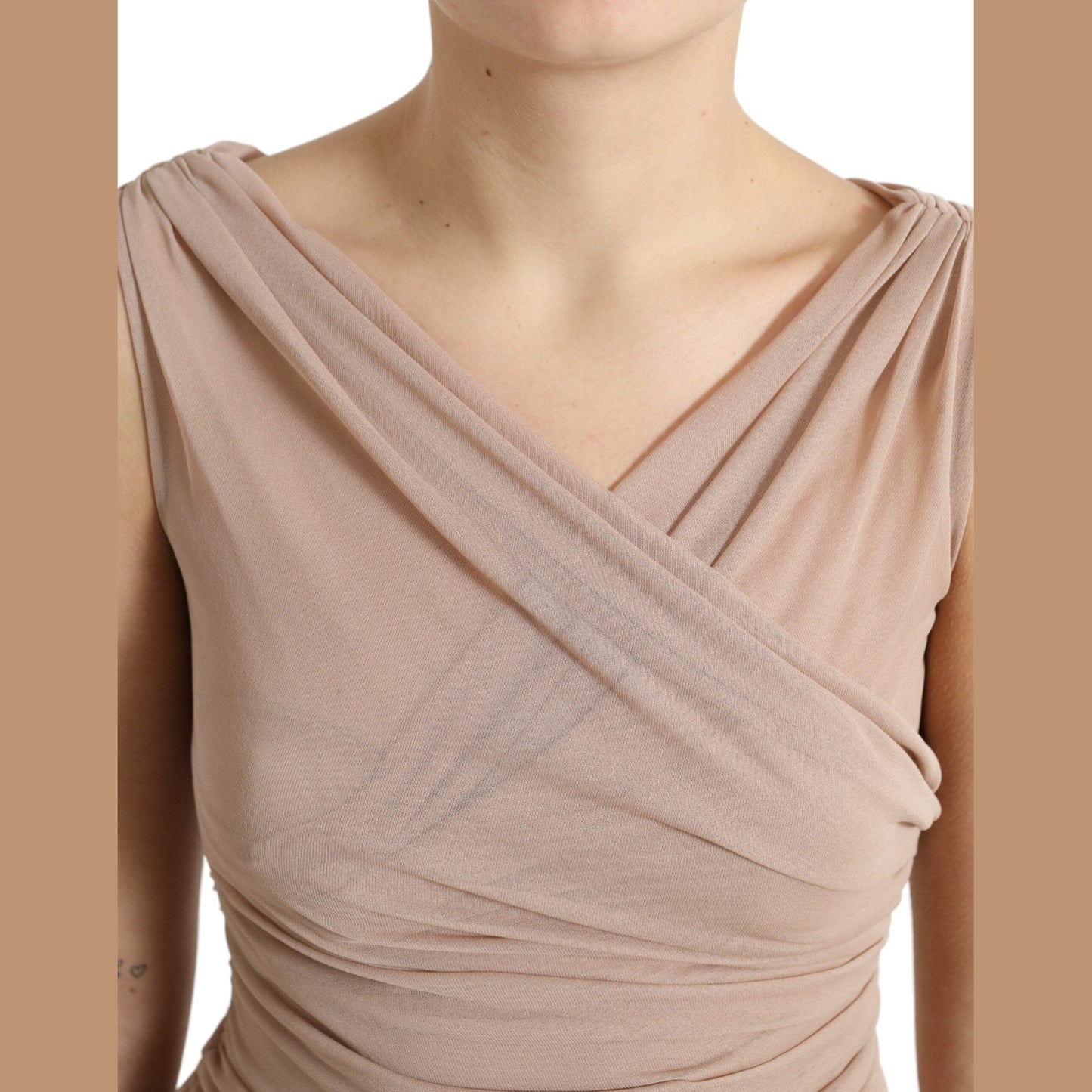 Dolce & Gabbana Beige Viscose V-neck Sleeveless Tank Top Dolce & Gabbana