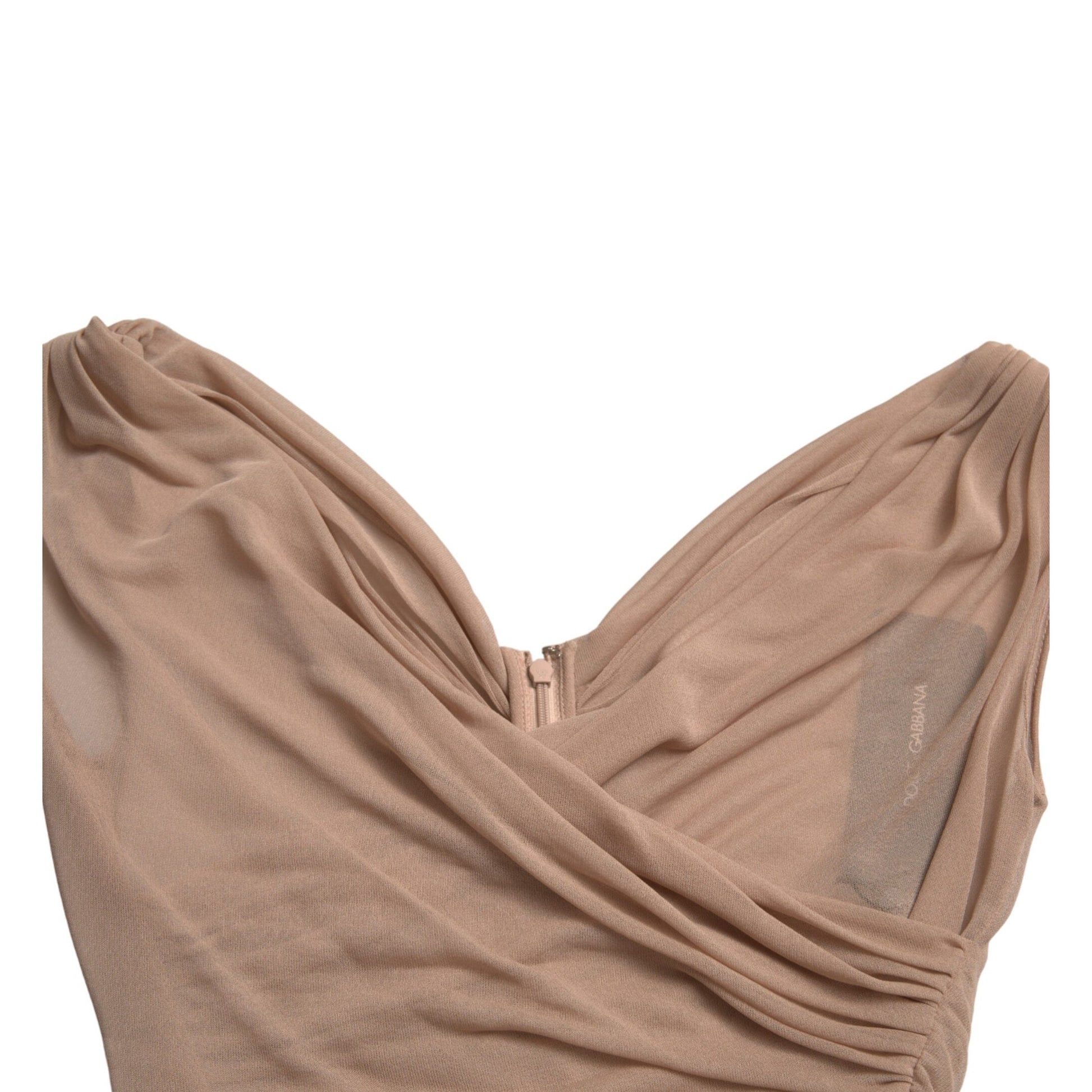 Dolce & Gabbana Beige Viscose V-neck Sleeveless Tank Top Dolce & Gabbana