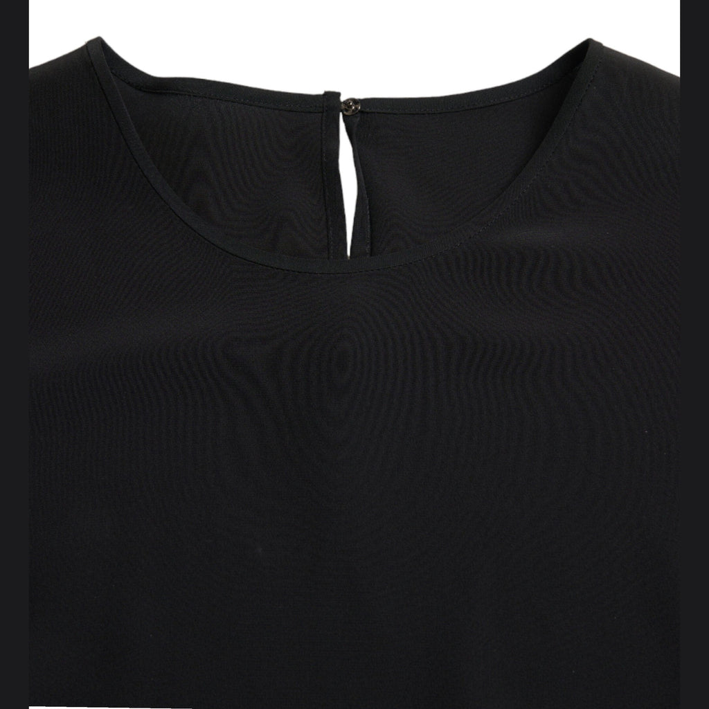 Dolce & Gabbana Black Silk Round Neck Short Sleeve Blouse Top