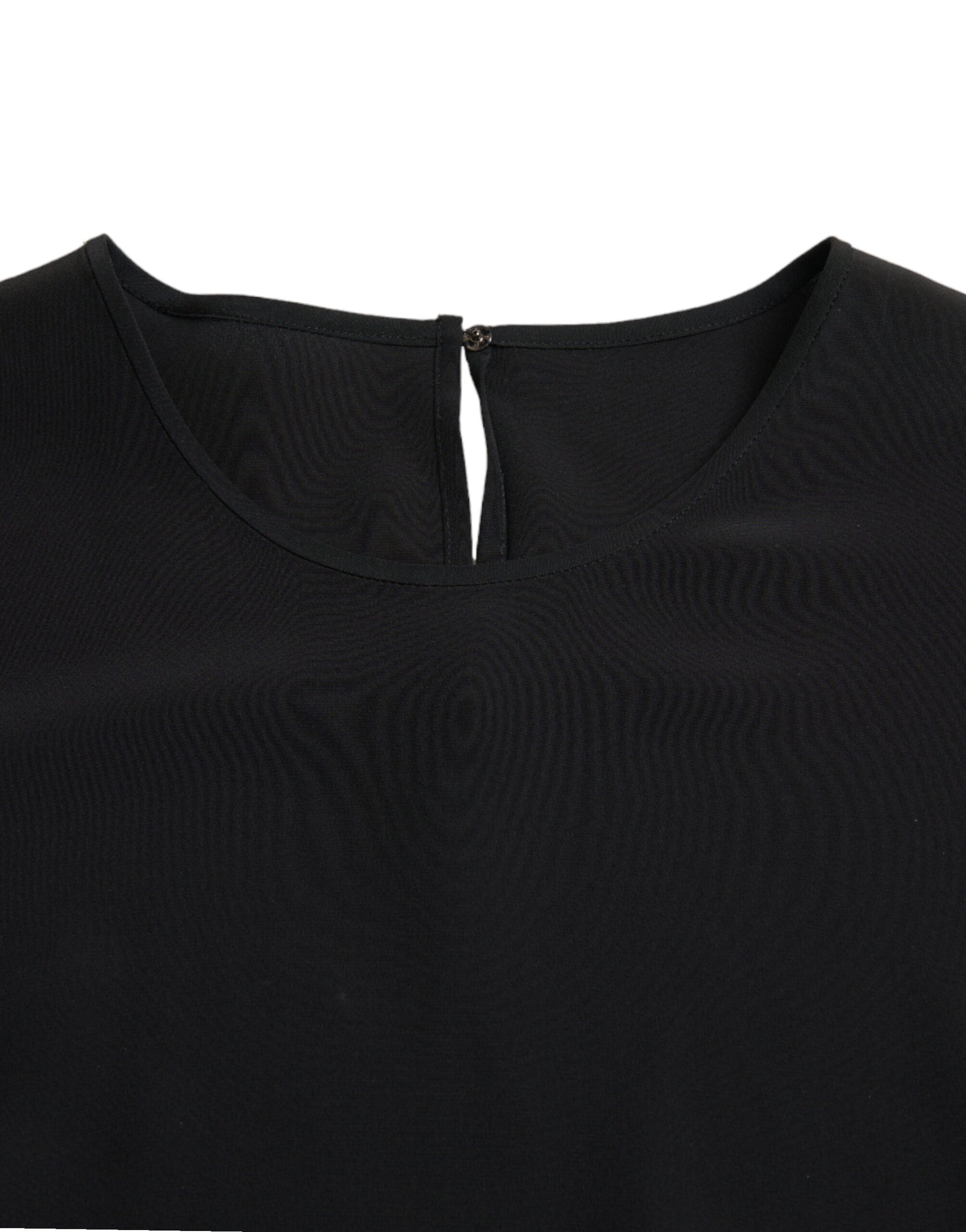 Dolce & Gabbana Black Silk Round Neck Short Sleeve Blouse Top Dolce & Gabbana