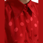 Dolce & Gabbana Red Polka Dot Sleeveless Collared Blouse Top