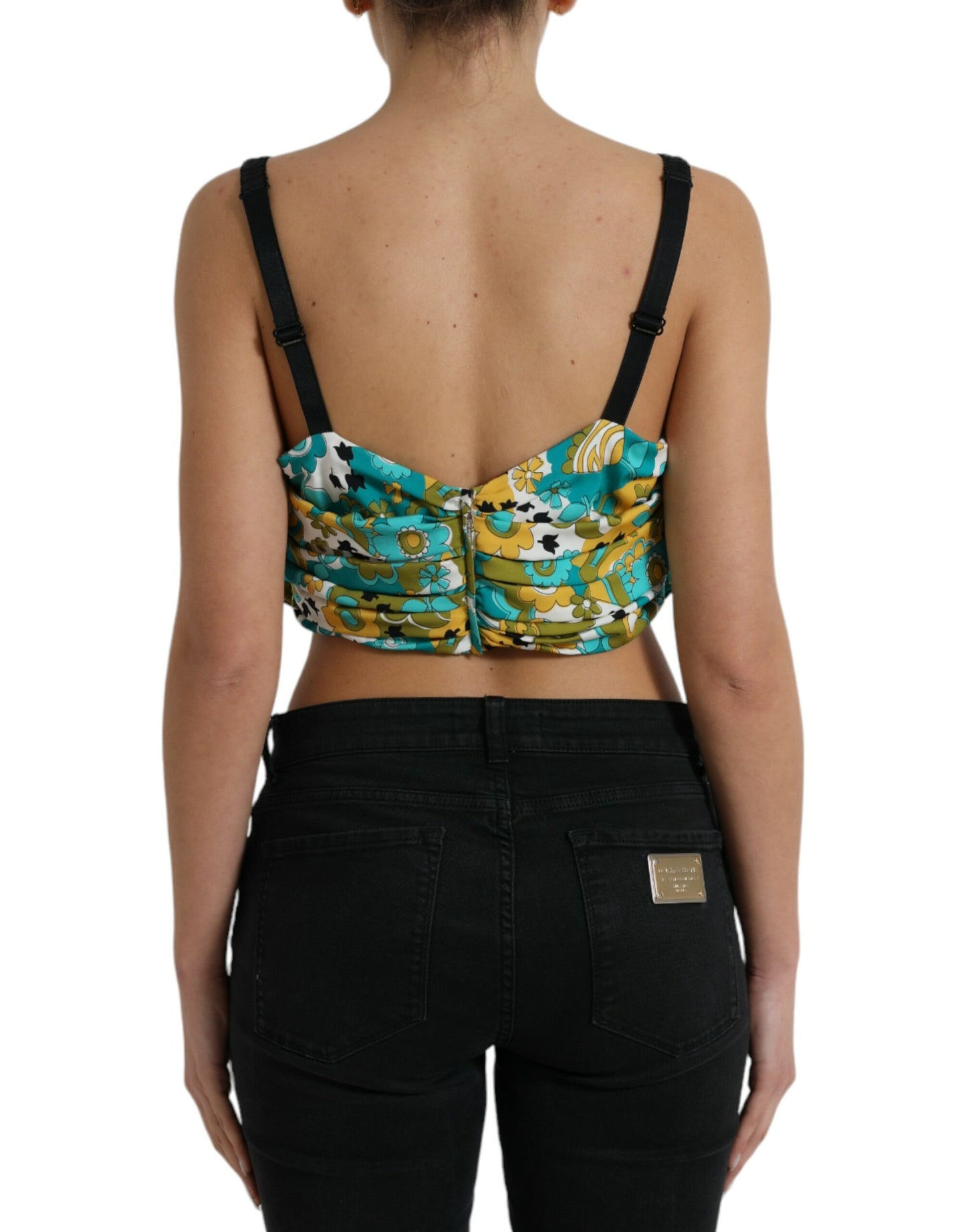 Dolce & Gabbana Multicolor Floral Sleeveless Cropped Top Dolce & Gabbana