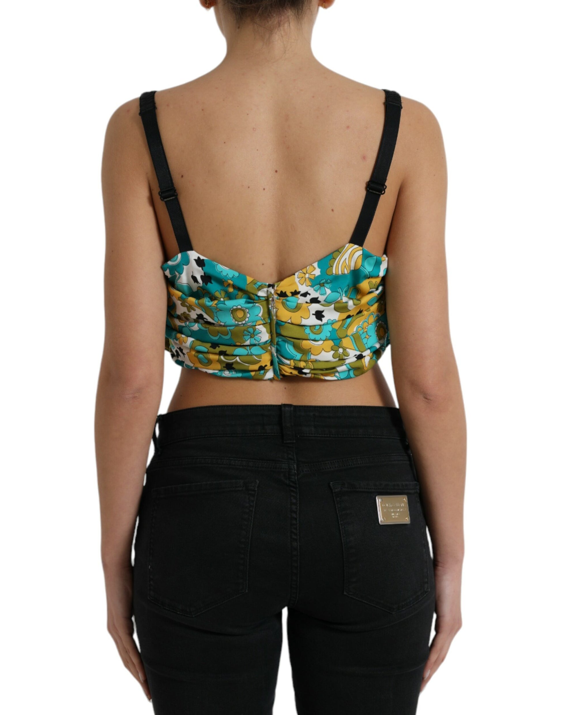 Dolce & Gabbana Multicolor Floral Sleeveless Cropped Top Dolce & Gabbana