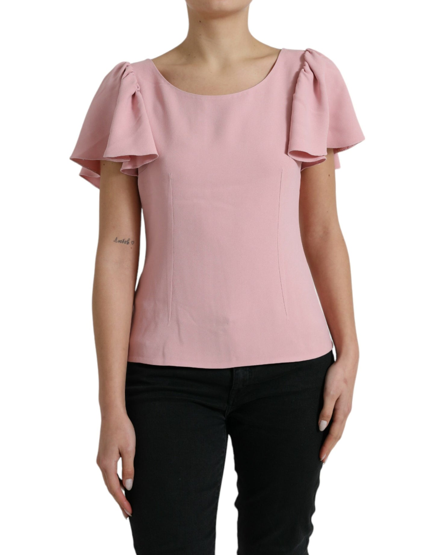 Dolce & Gabbana Pink Short Sleeves Round Neck Blouse Top Dolce & Gabbana