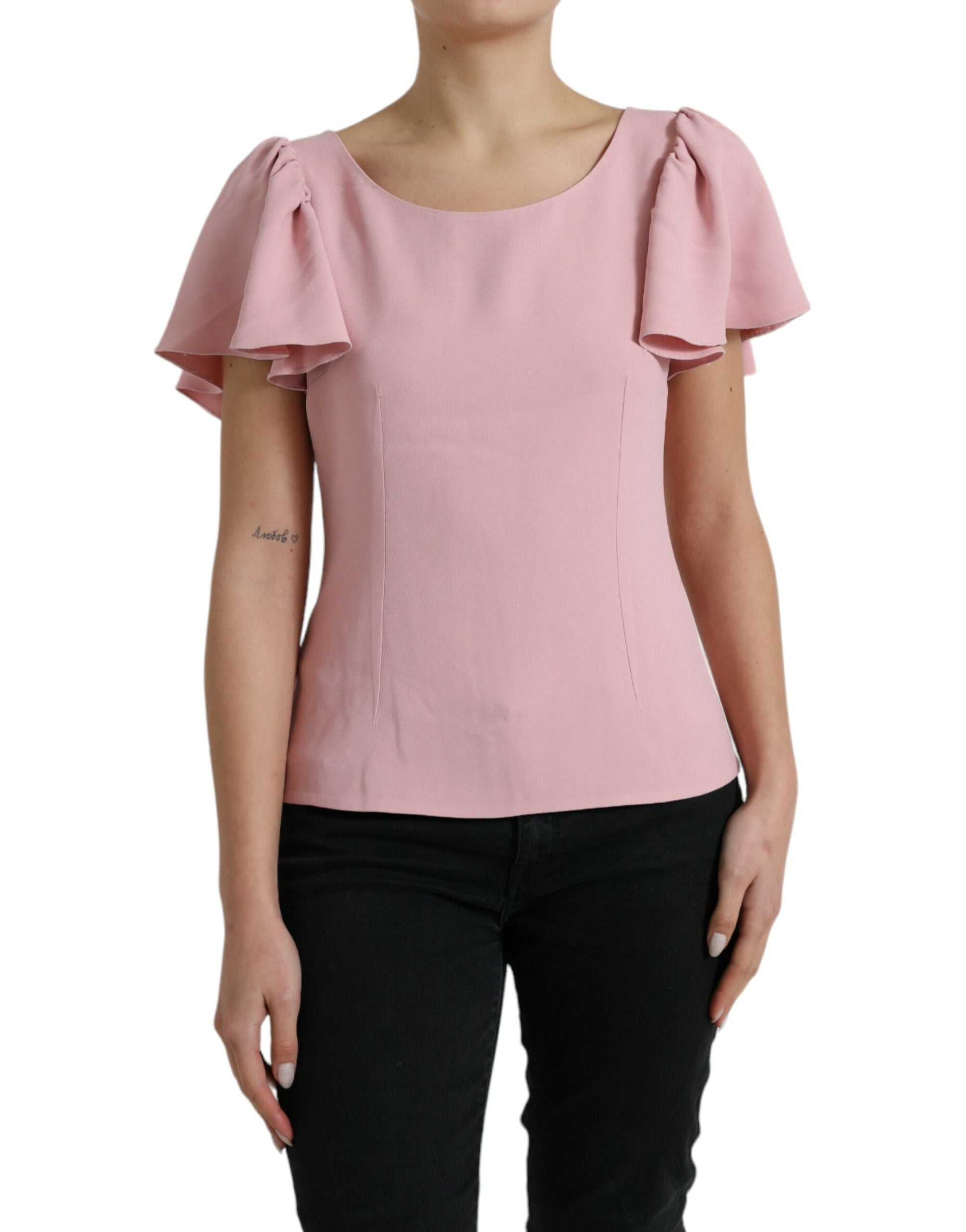 Dolce & Gabbana Pink Short Sleeves Round Neck Blouse Top Dolce & Gabbana
