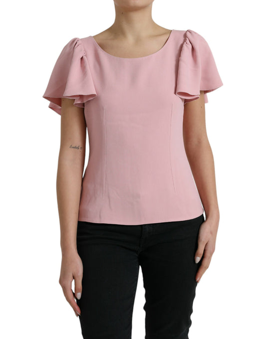 Dolce & Gabbana Pink Short Sleeves Round Neck Blouse Top Dolce & Gabbana