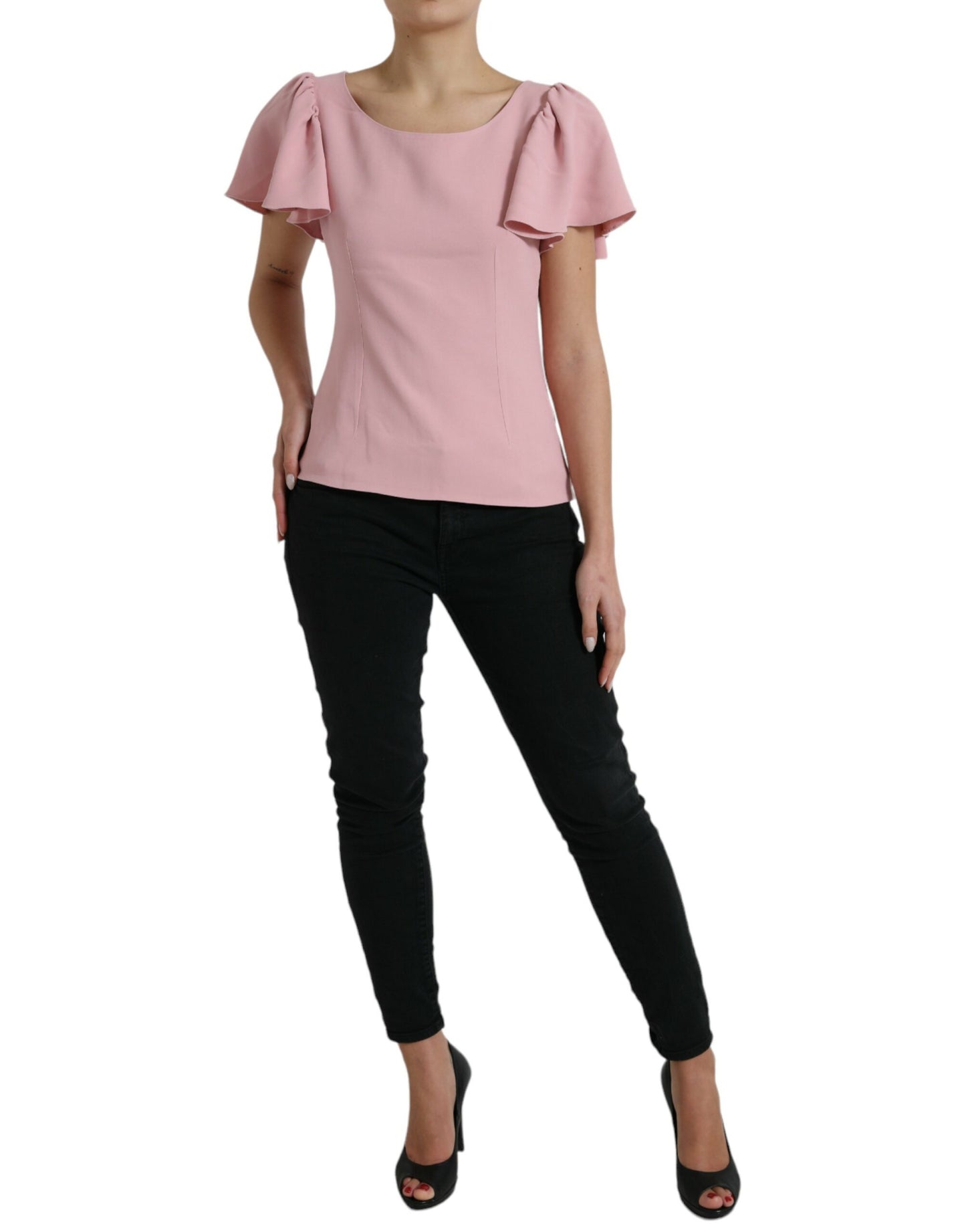 Dolce & Gabbana Pink Short Sleeves Round Neck Blouse Top Dolce & Gabbana