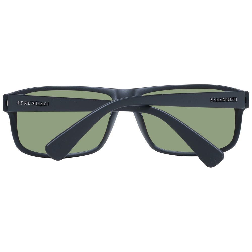 Serengeti black plastic sunglasses with dark tinted lenses and sleek frame design.
