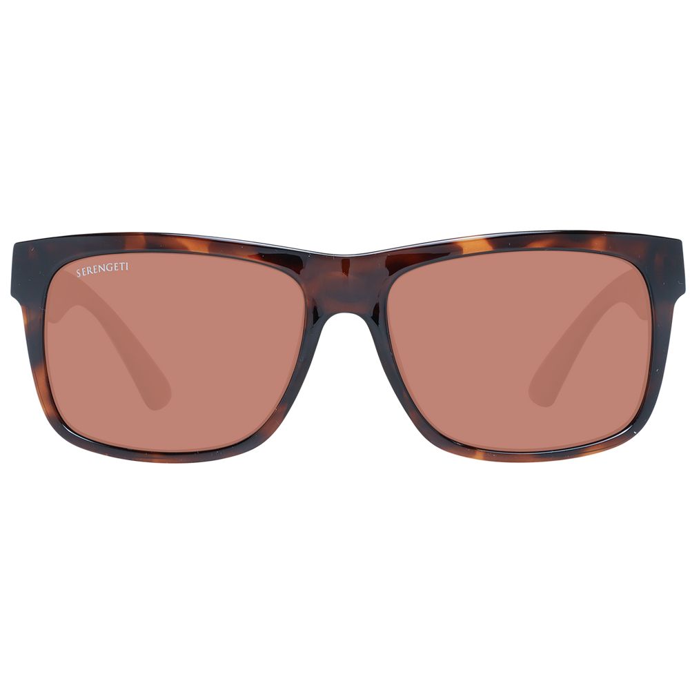 Serengeti brown plastic sunglasses with rounded frames and tinted lenses on a plain background.