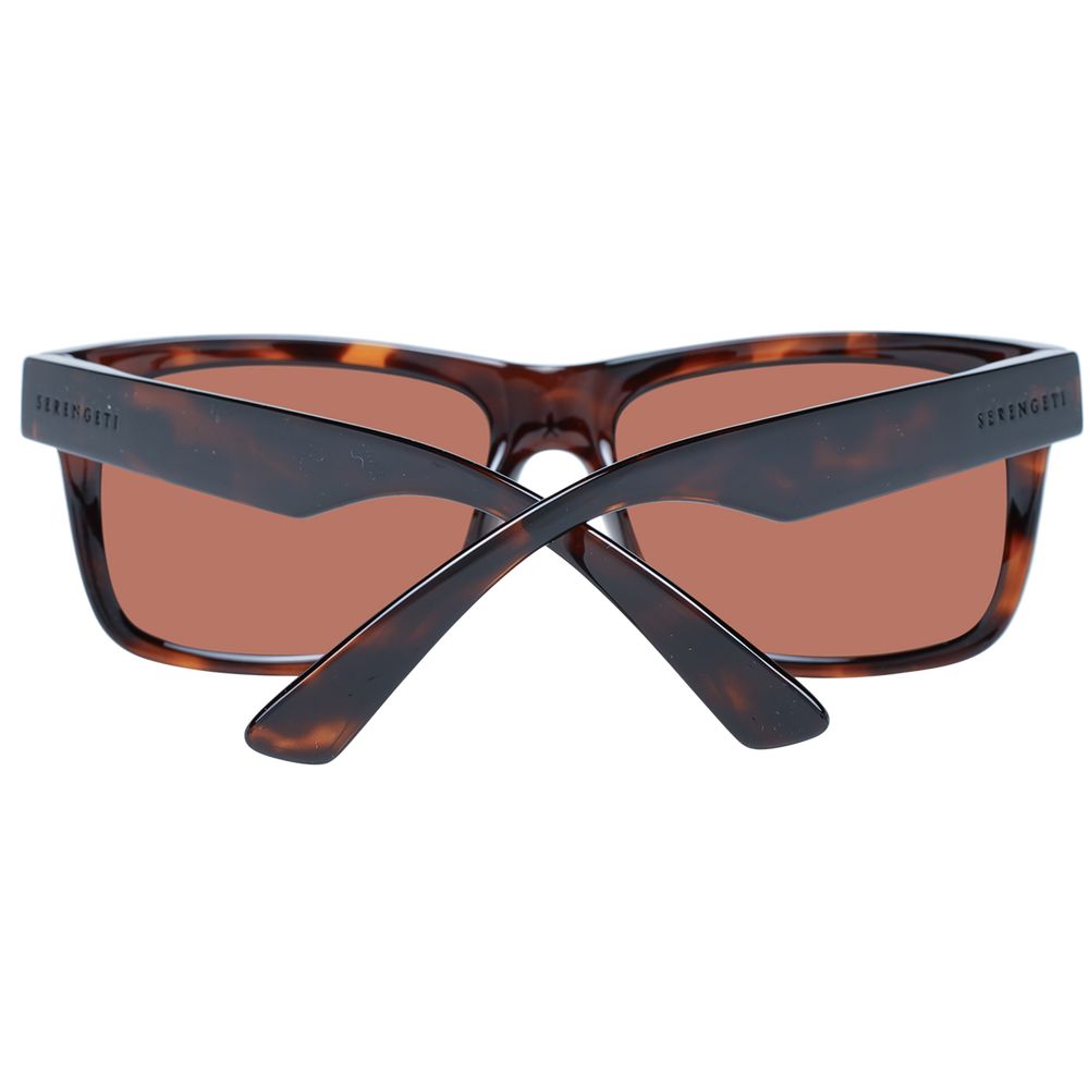 Serengeti brown plastic sunglasses with rounded frames and dark lenses, stylish and lightweight for everyday wear.