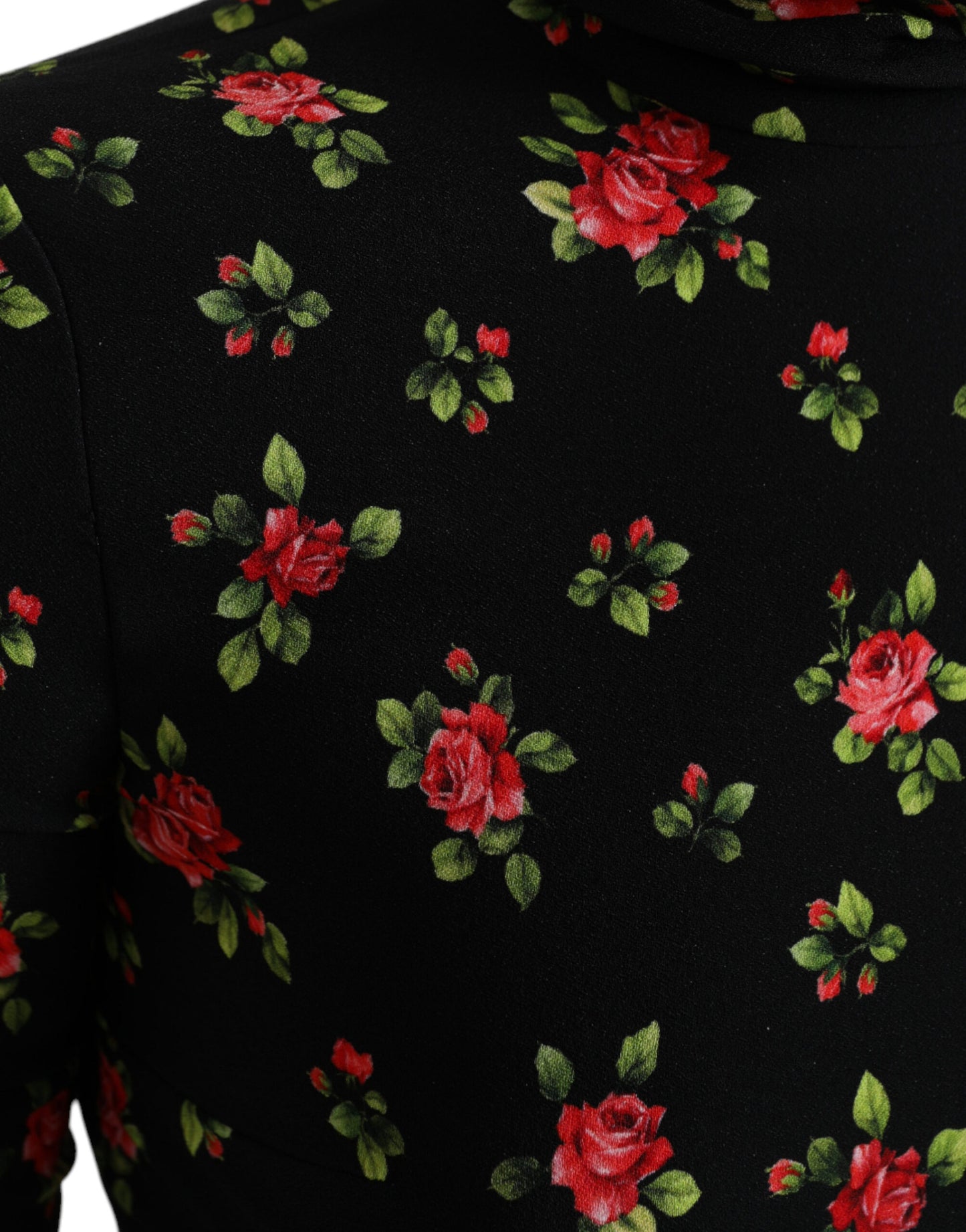 Dolce & Gabbana Black Rose Print Turtle Neck Blouse Top Dolce & Gabbana