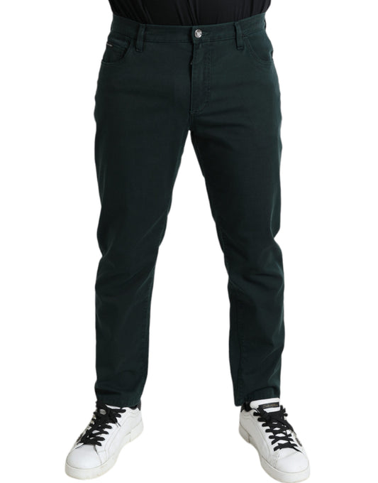 Dolce & Gabbana Green Cotton Stretch Skinny Men Denim Jeans Dolce & Gabbana