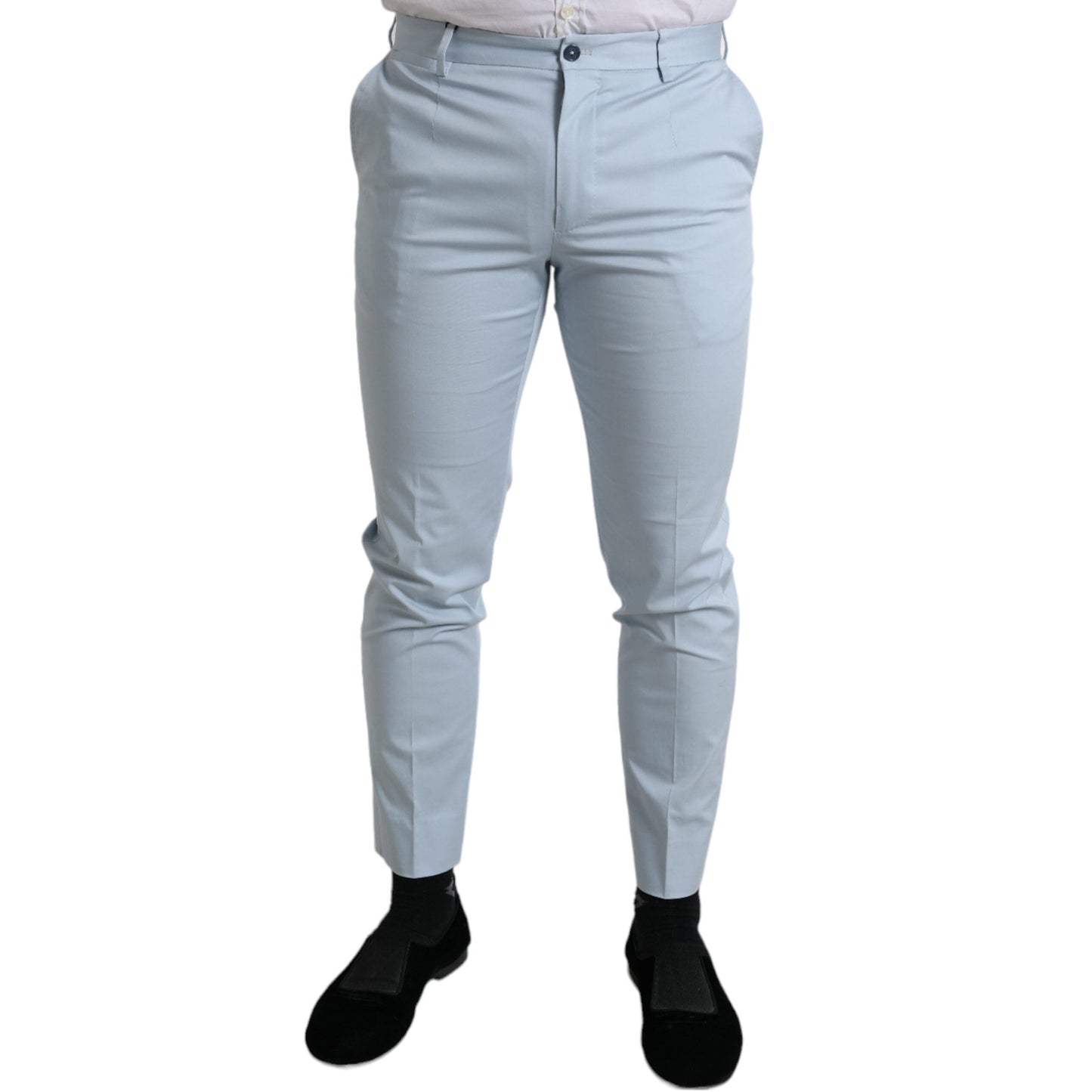 Dolce & Gabbana Sky Blue Cotton Stretch Skinny Pants Dolce & Gabbana