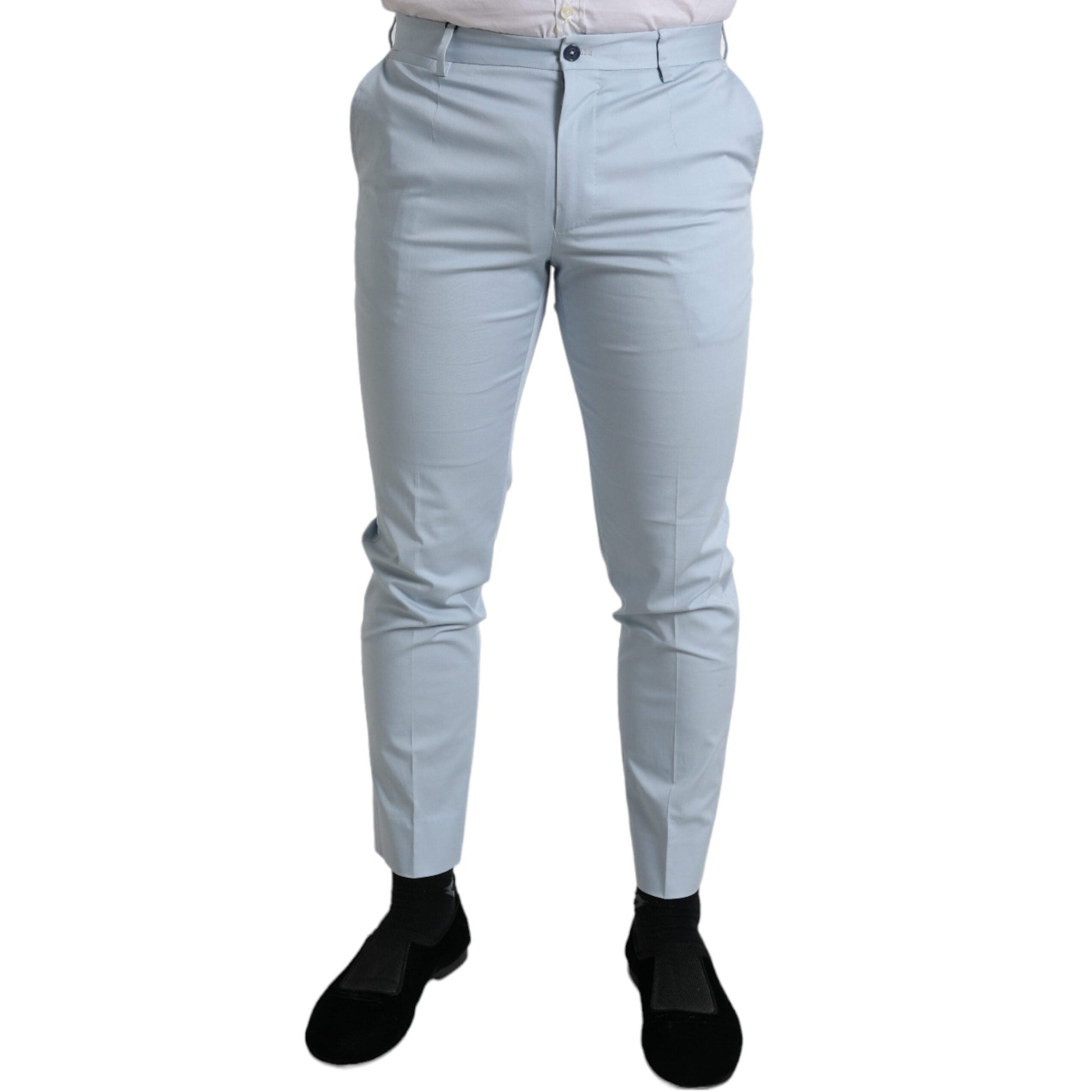 Dolce & Gabbana Sky Blue Cotton Stretch Skinny Pants Dolce & Gabbana