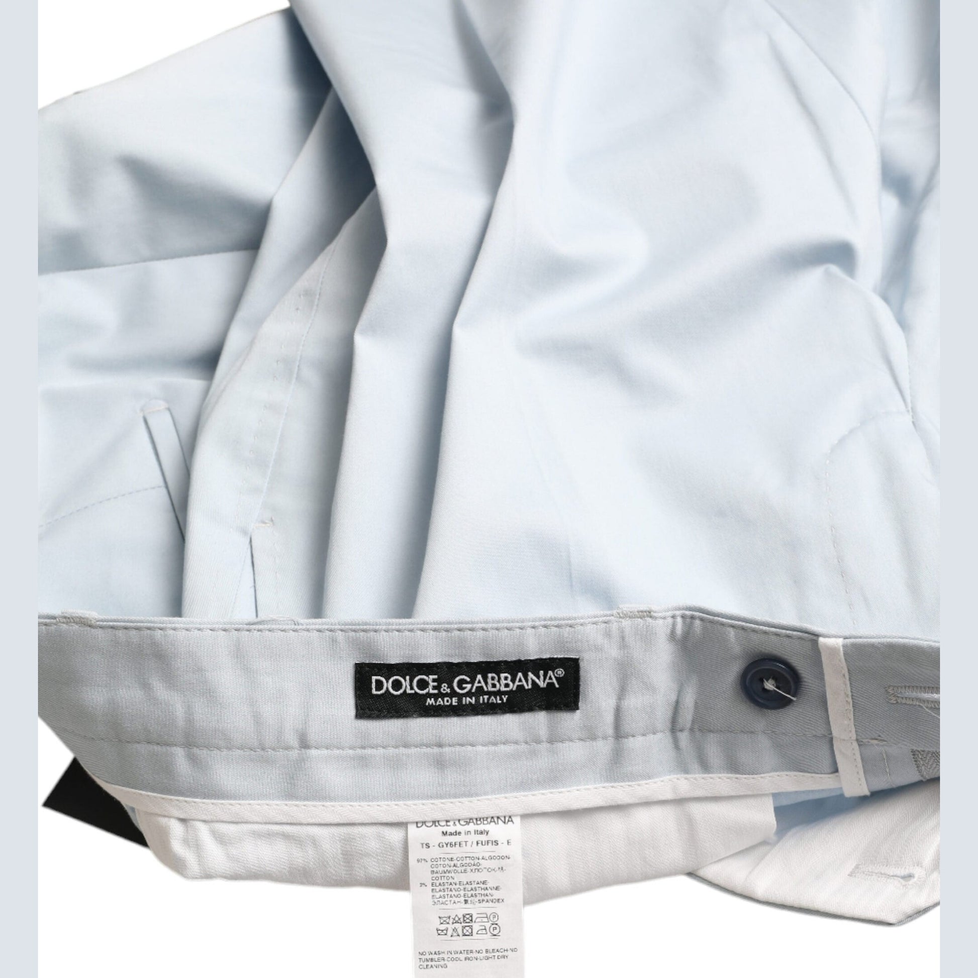 Dolce & Gabbana Sky Blue Cotton Stretch Skinny Pants Dolce & Gabbana