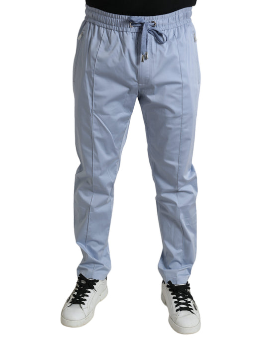 Dolce & Gabbana Light Blue Cotton Stretch Jogger Pants Dolce & Gabbana