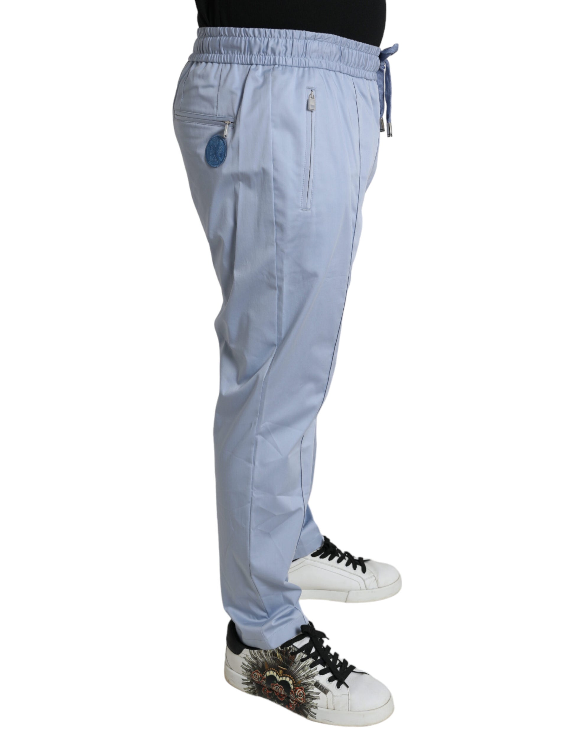 Dolce & Gabbana Light Blue Cotton Stretch Jogger Pants Dolce & Gabbana