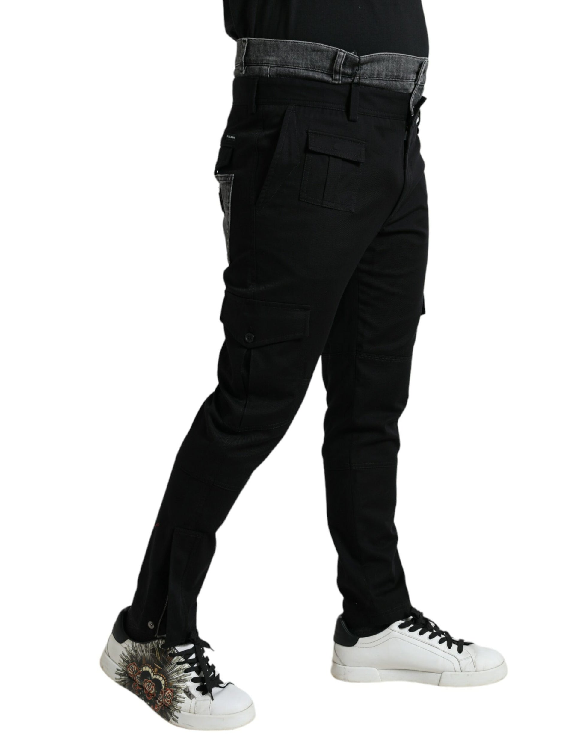 Dolce & Gabbana Black Gray Slim Cotton Denim Jeans Pants Dolce & Gabbana