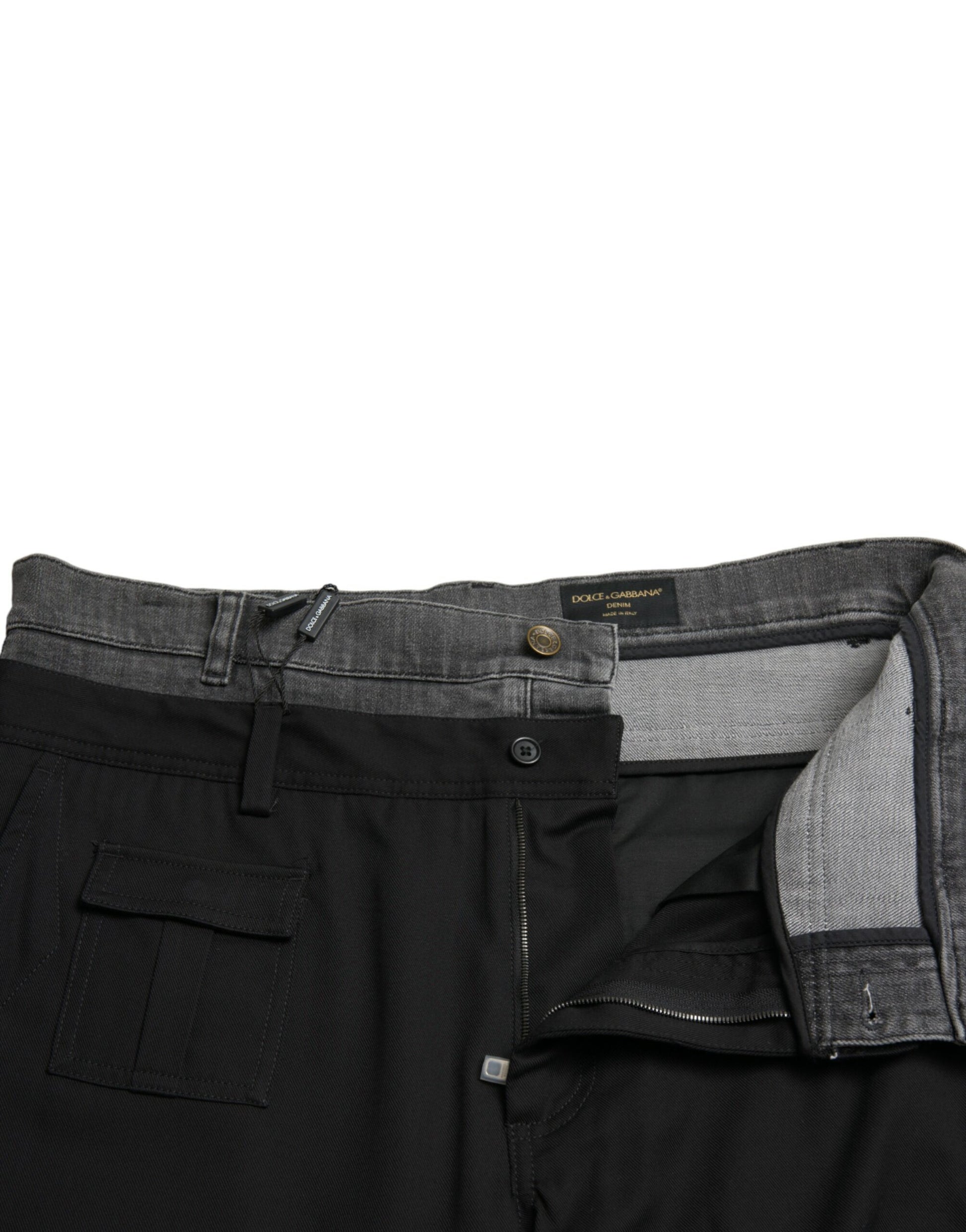 Dolce & Gabbana Black Gray Slim Cotton Denim Jeans Pants Dolce & Gabbana